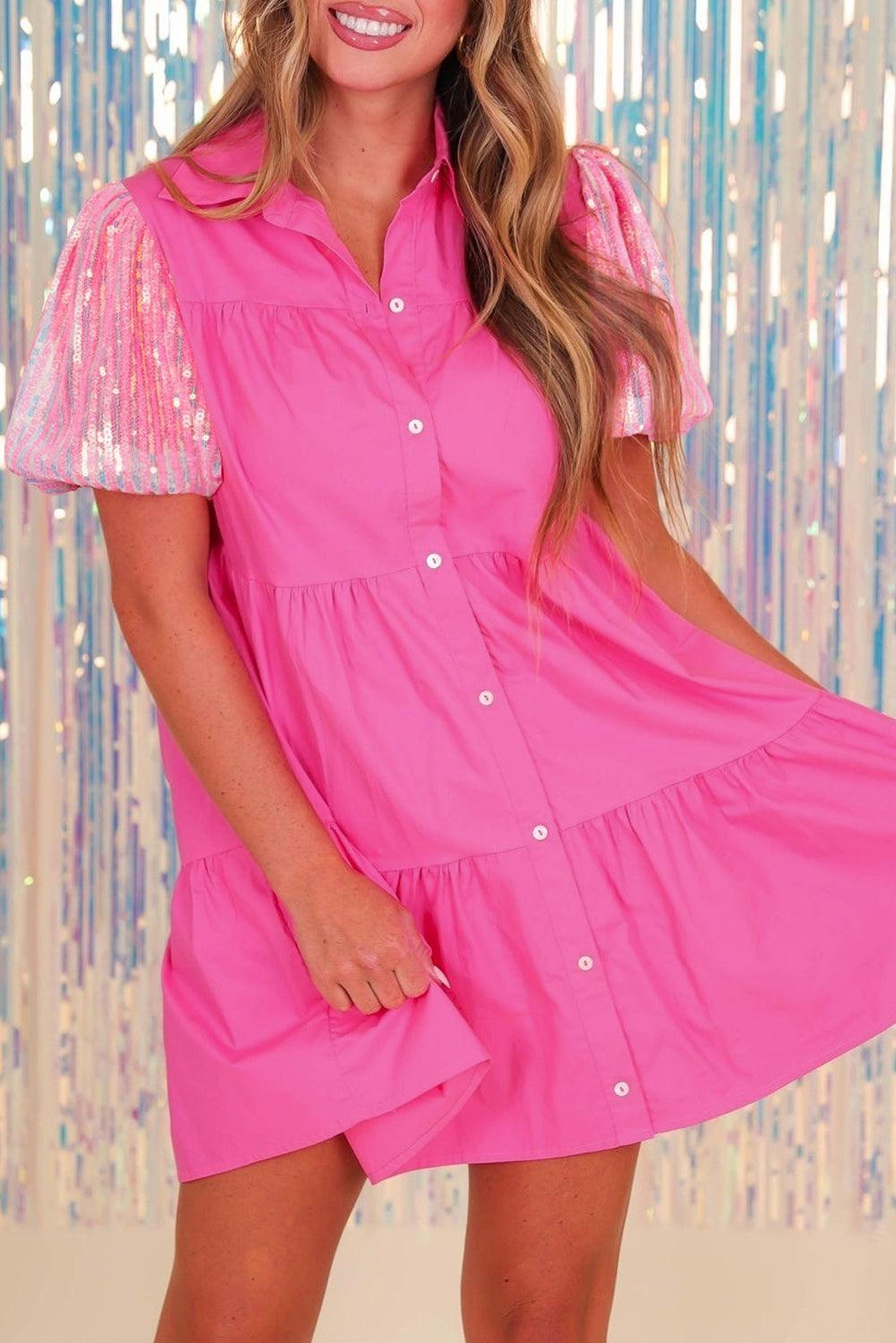 Robe élégante avec volants et paillettes pour une allure sophistiquée