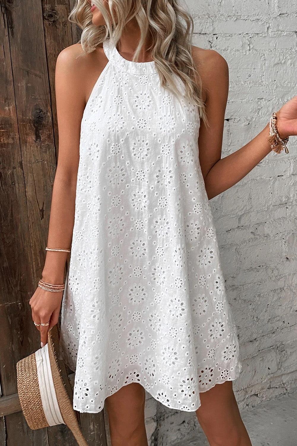Robe bohème avec un motif d'œillets, style halter sans manches