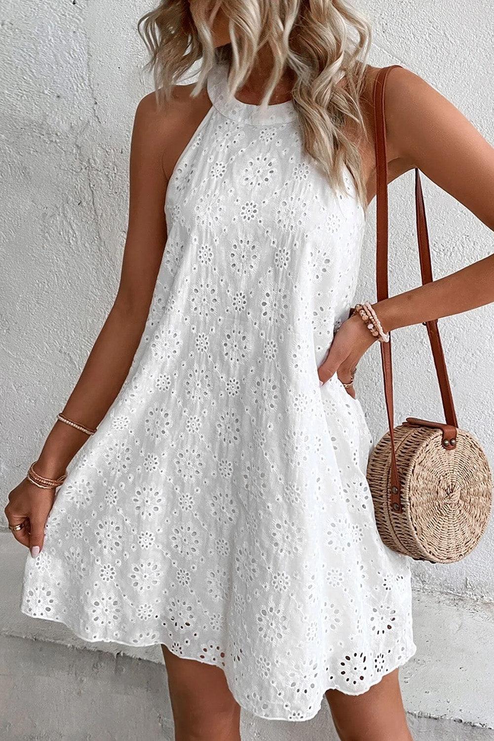 Robe bohème avec un motif d'œillets, style halter sans manches