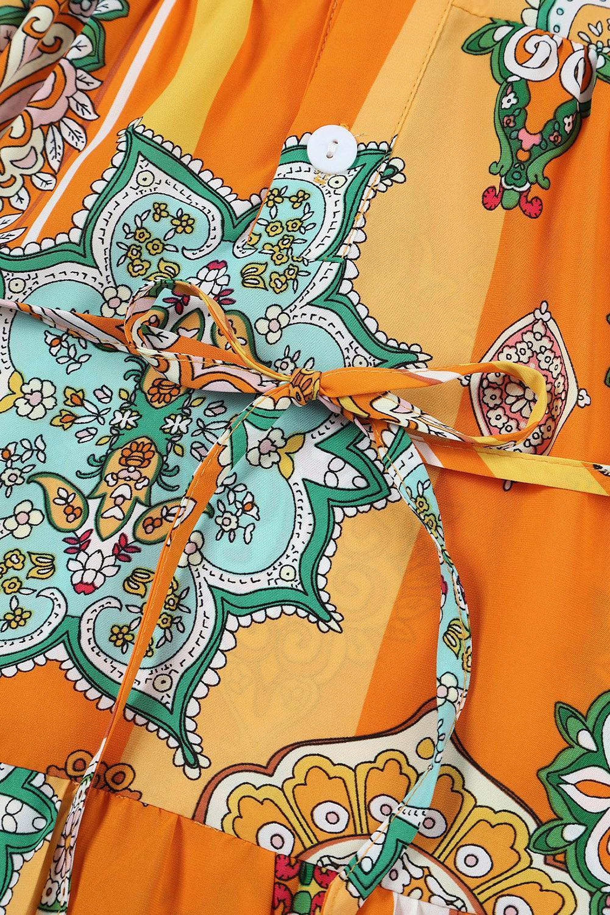 Robe boho à imprimé géométrique avec décolleté en V