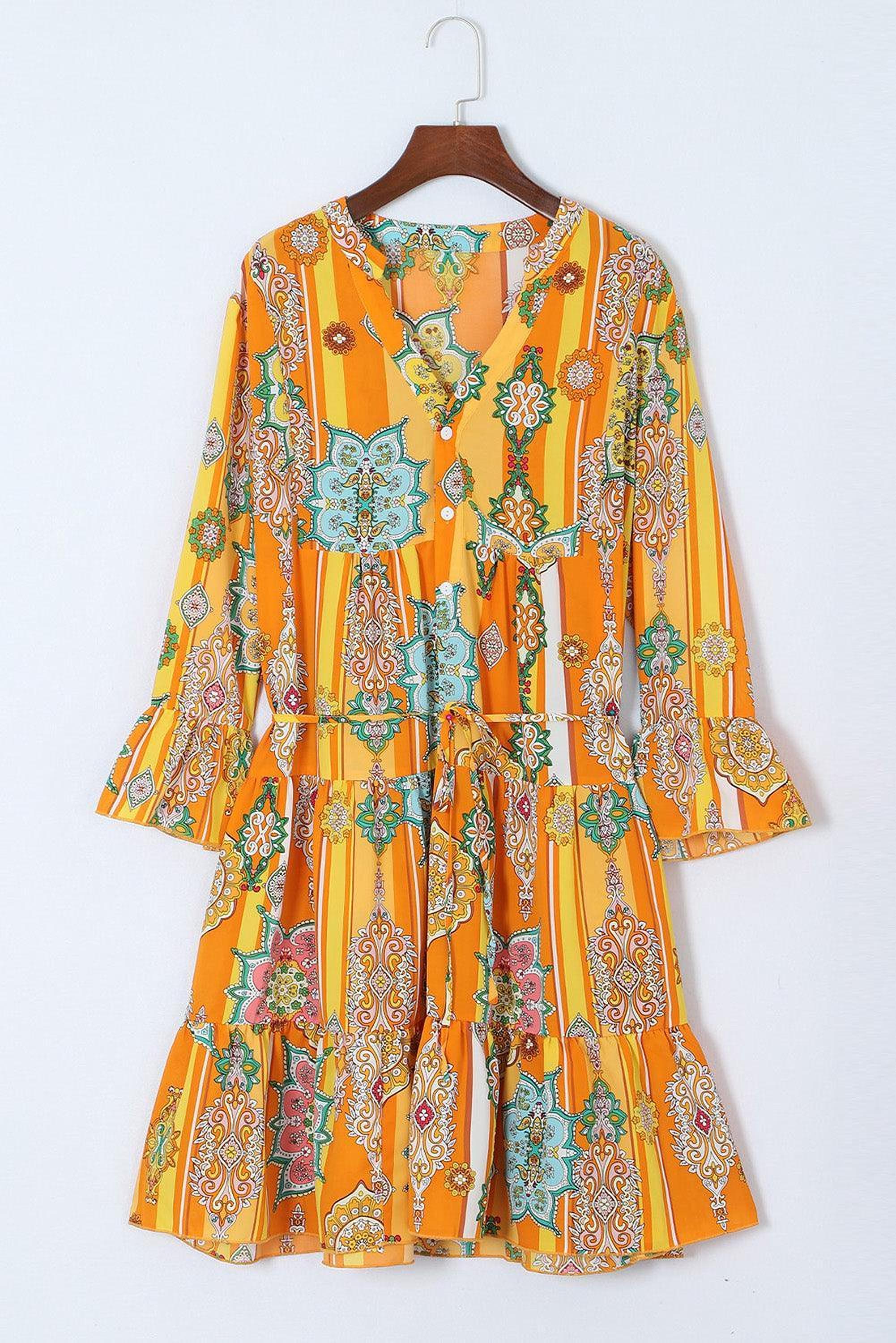 Robe boho à imprimé géométrique avec décolleté en V