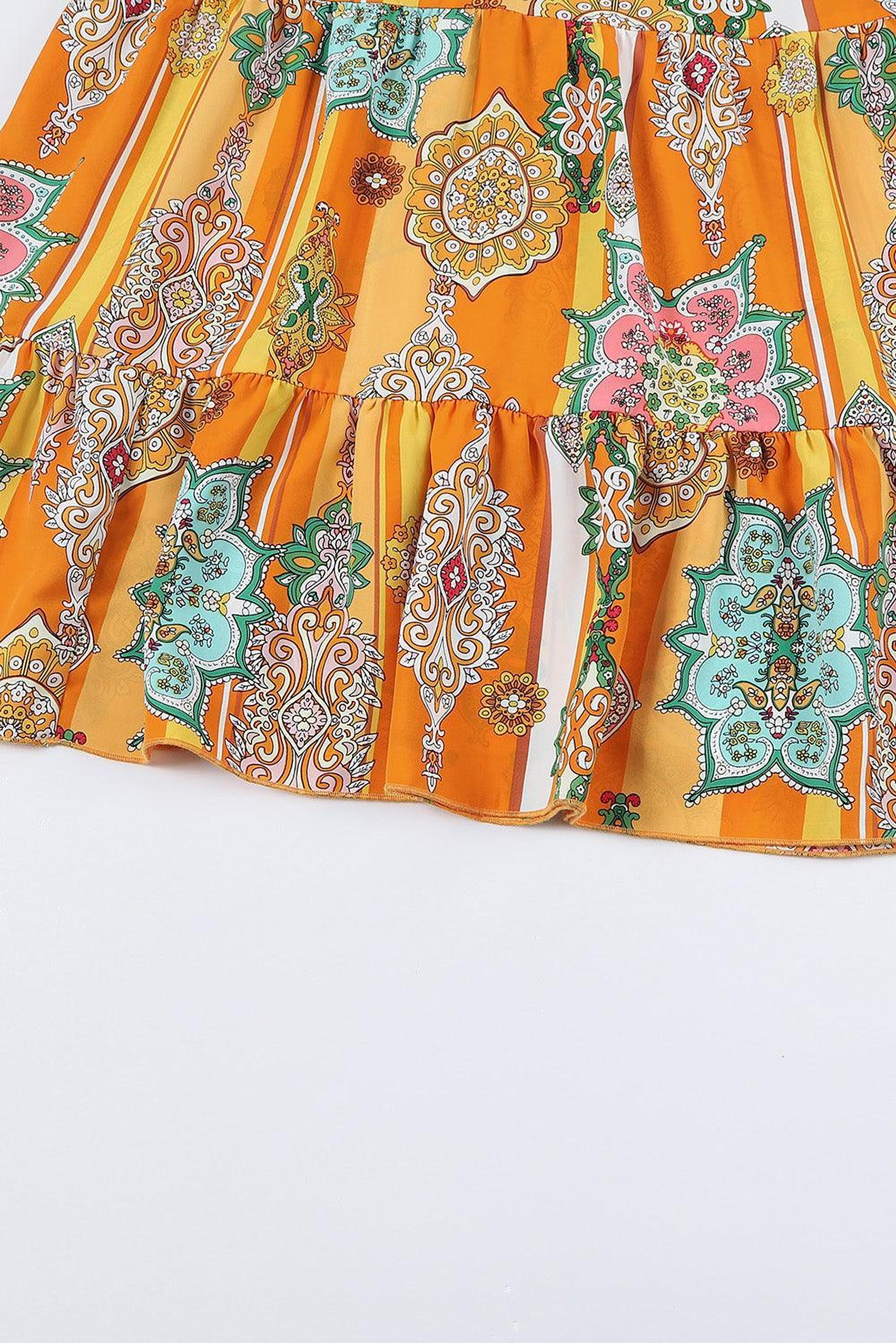 Robe boho à imprimé géométrique avec décolleté en V