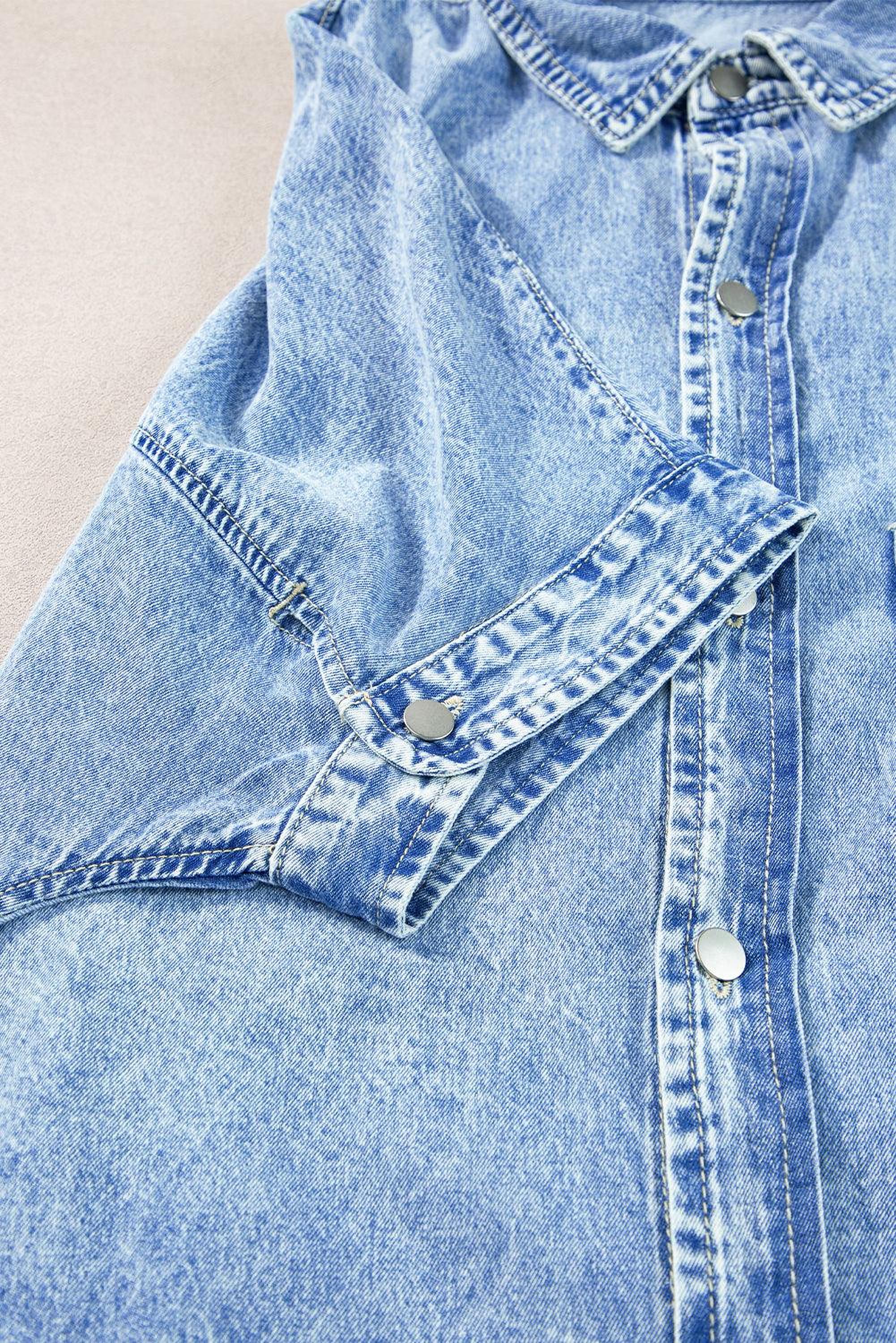 Robe chemise en chambray à manches courtes et coupe décontractée