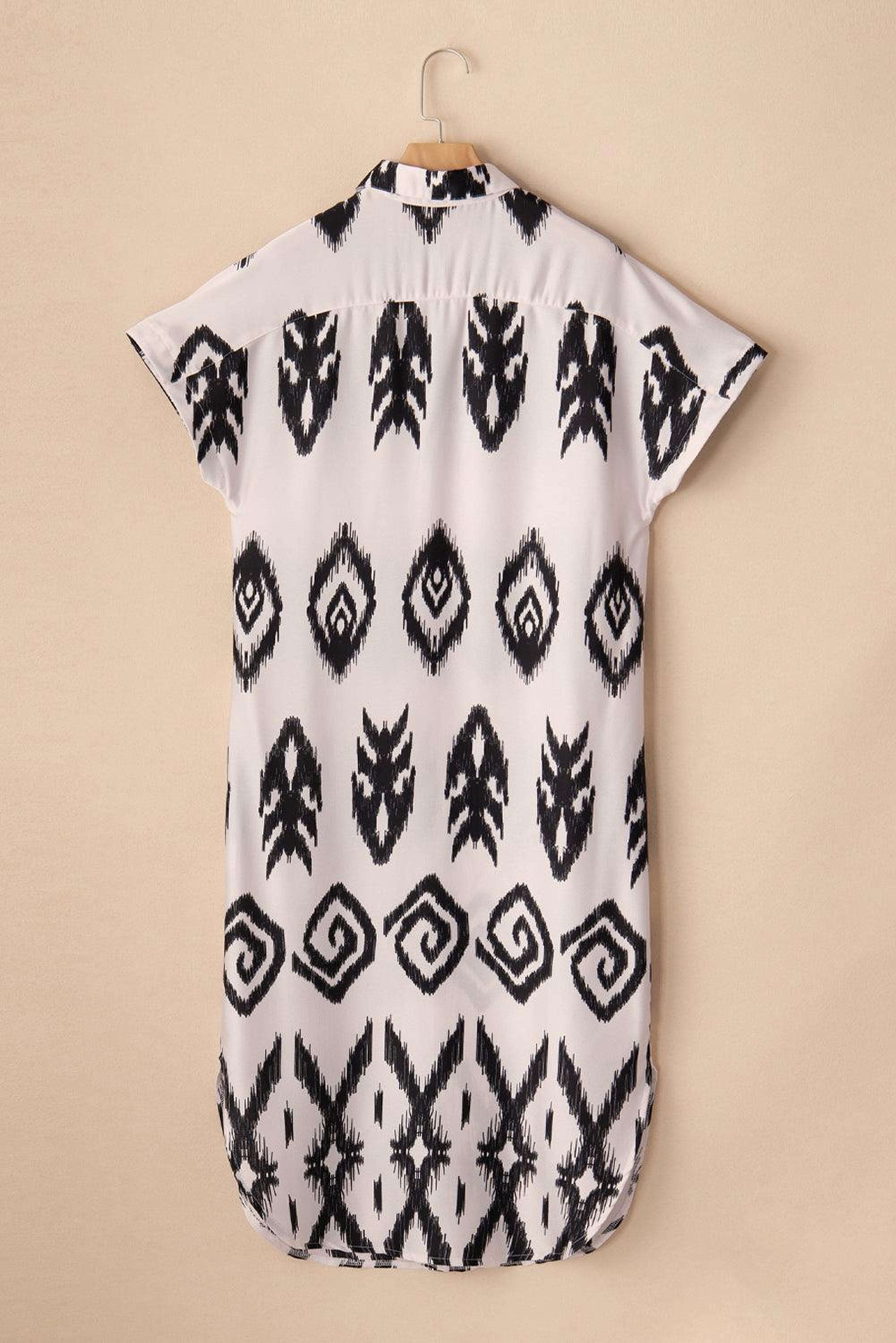 Longue robe chemise avec imprimé géométrique