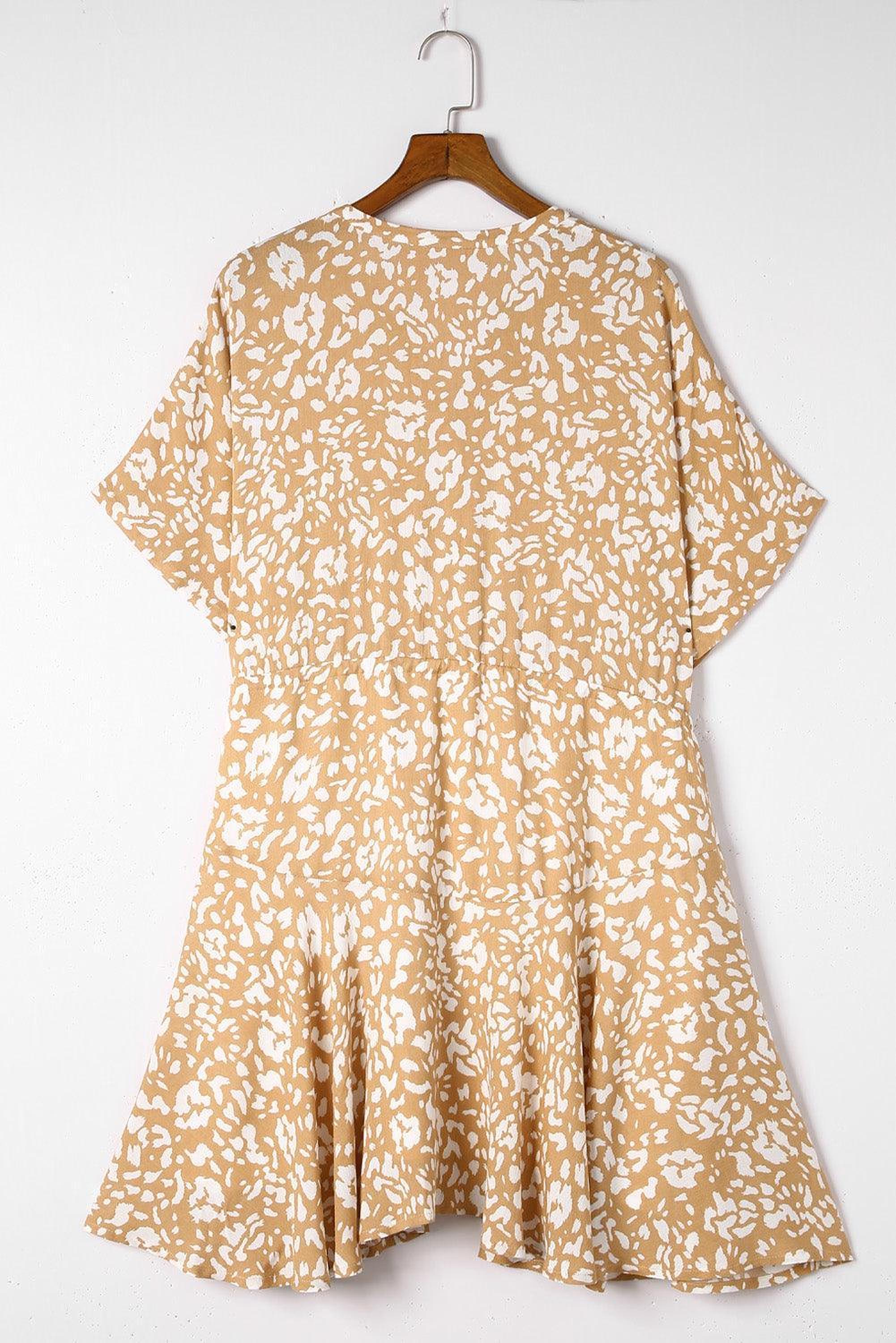Mini-robe imprimée avec franges et décolleté en V
