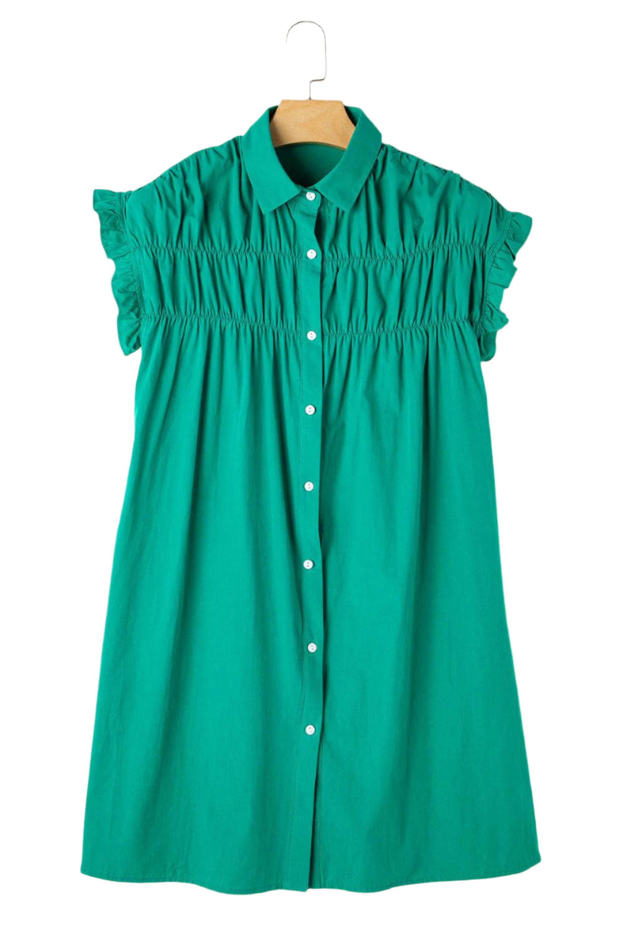 Robe courte élégante avec volants et fermeture à boutons