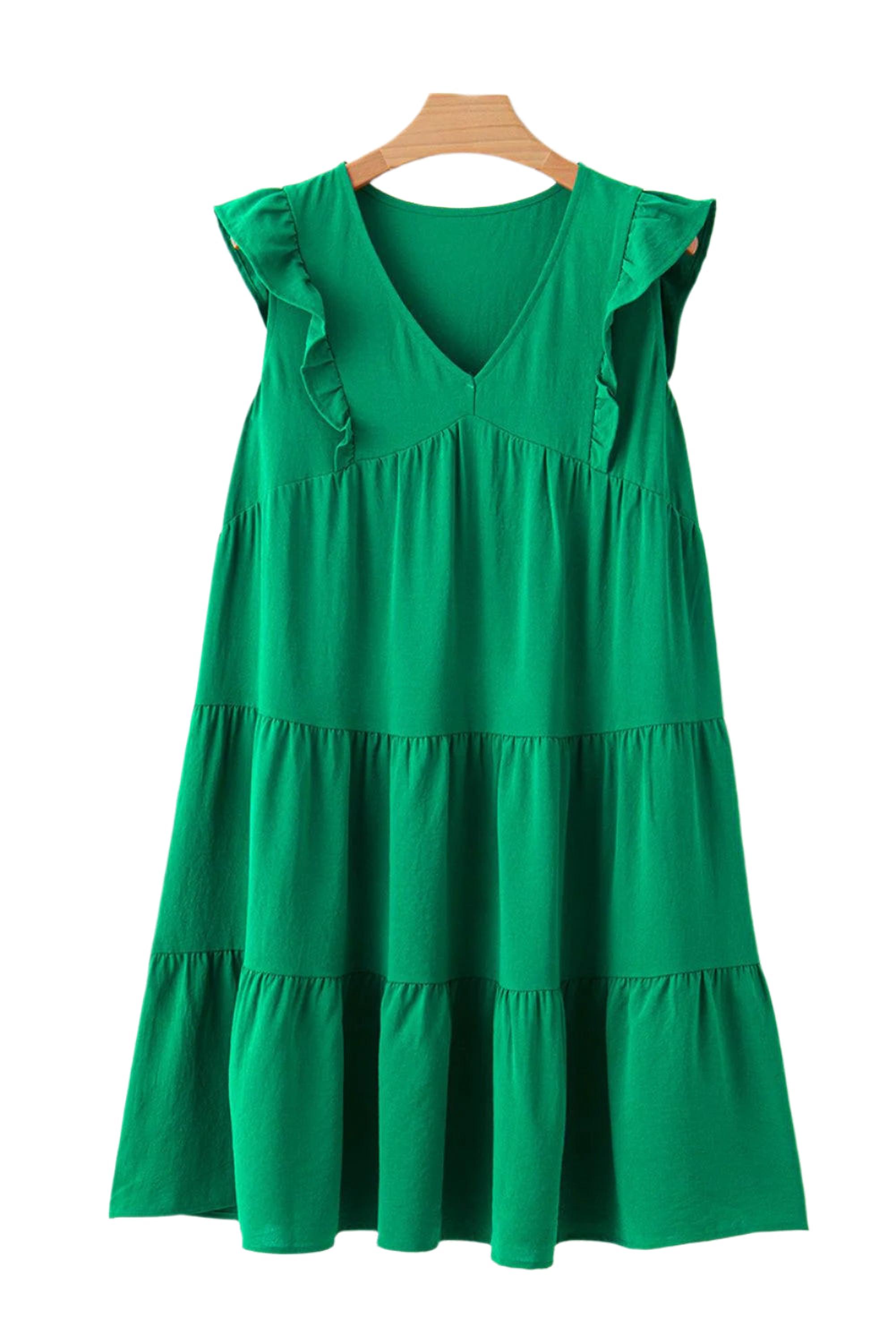 Mini-robe élégante à volants avec encolure en V