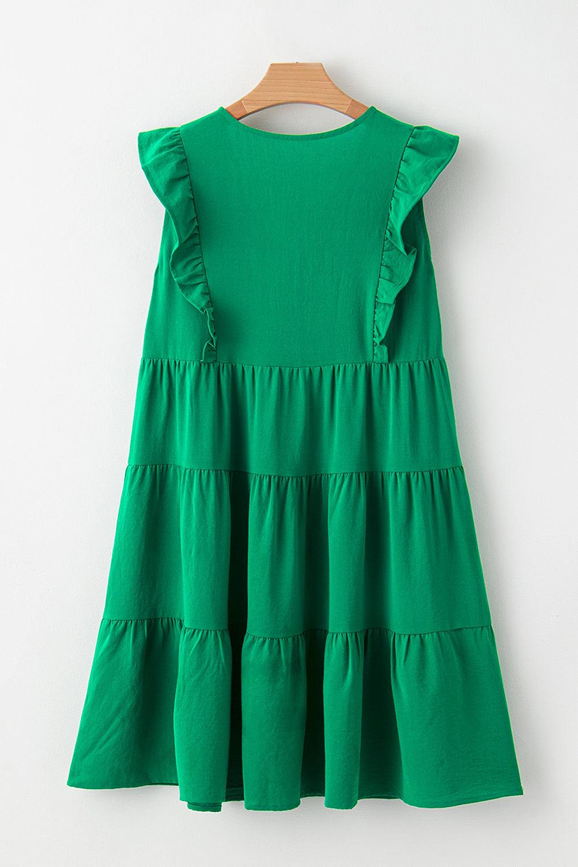 Mini-robe élégante à volants avec encolure en V