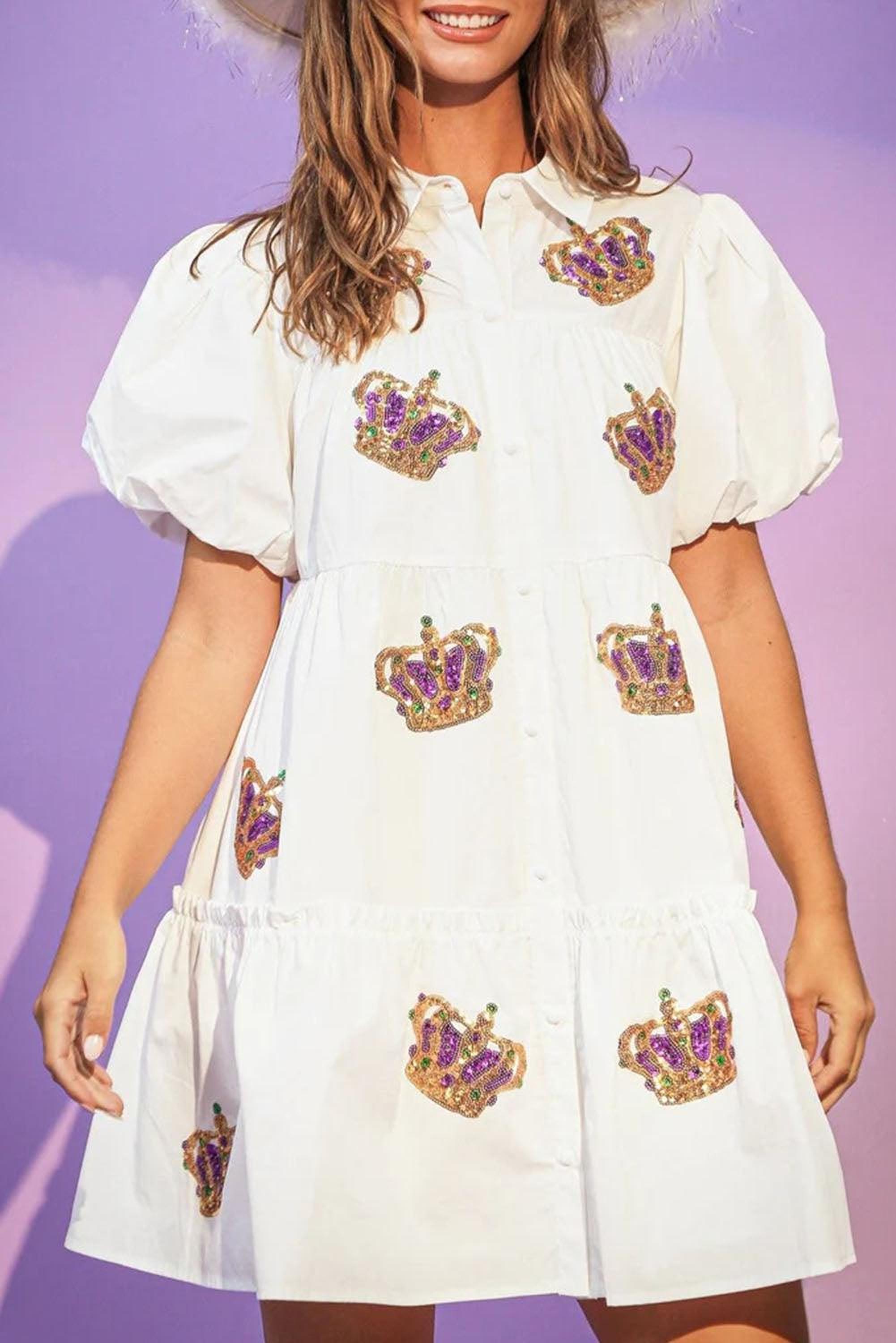 Robe blouse pailletée avec un design de couronne pour le carnaval