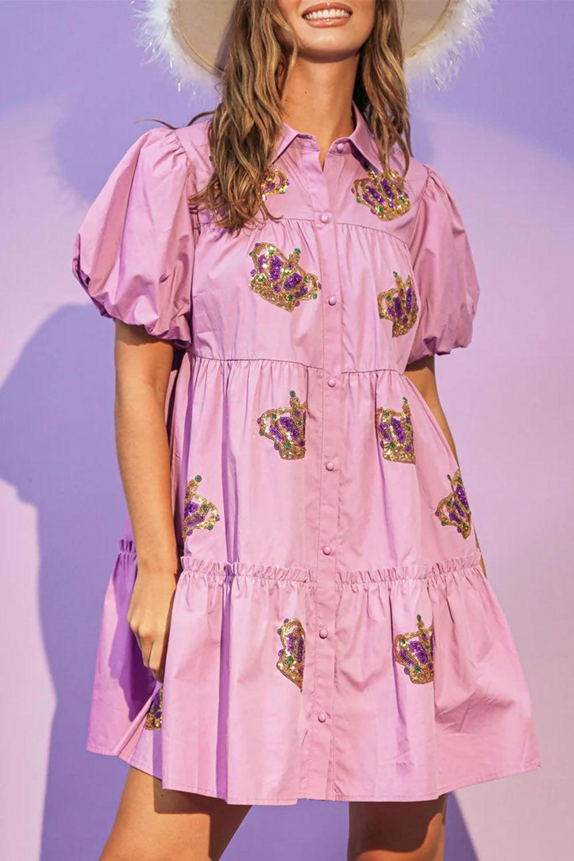 Robe blouse pailletée avec un design de couronne pour le carnaval