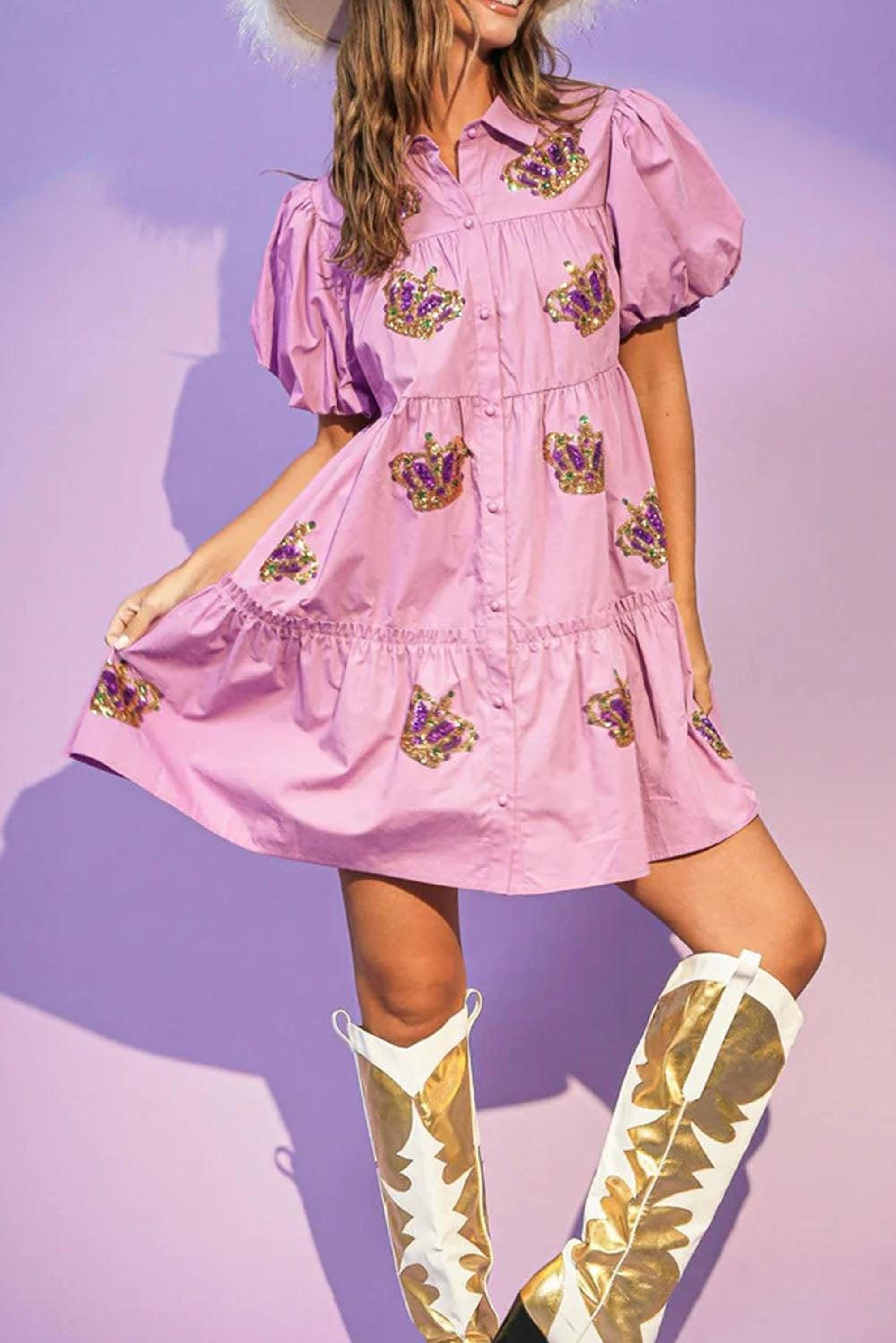 Robe blouse pailletée avec un design de couronne pour le carnaval