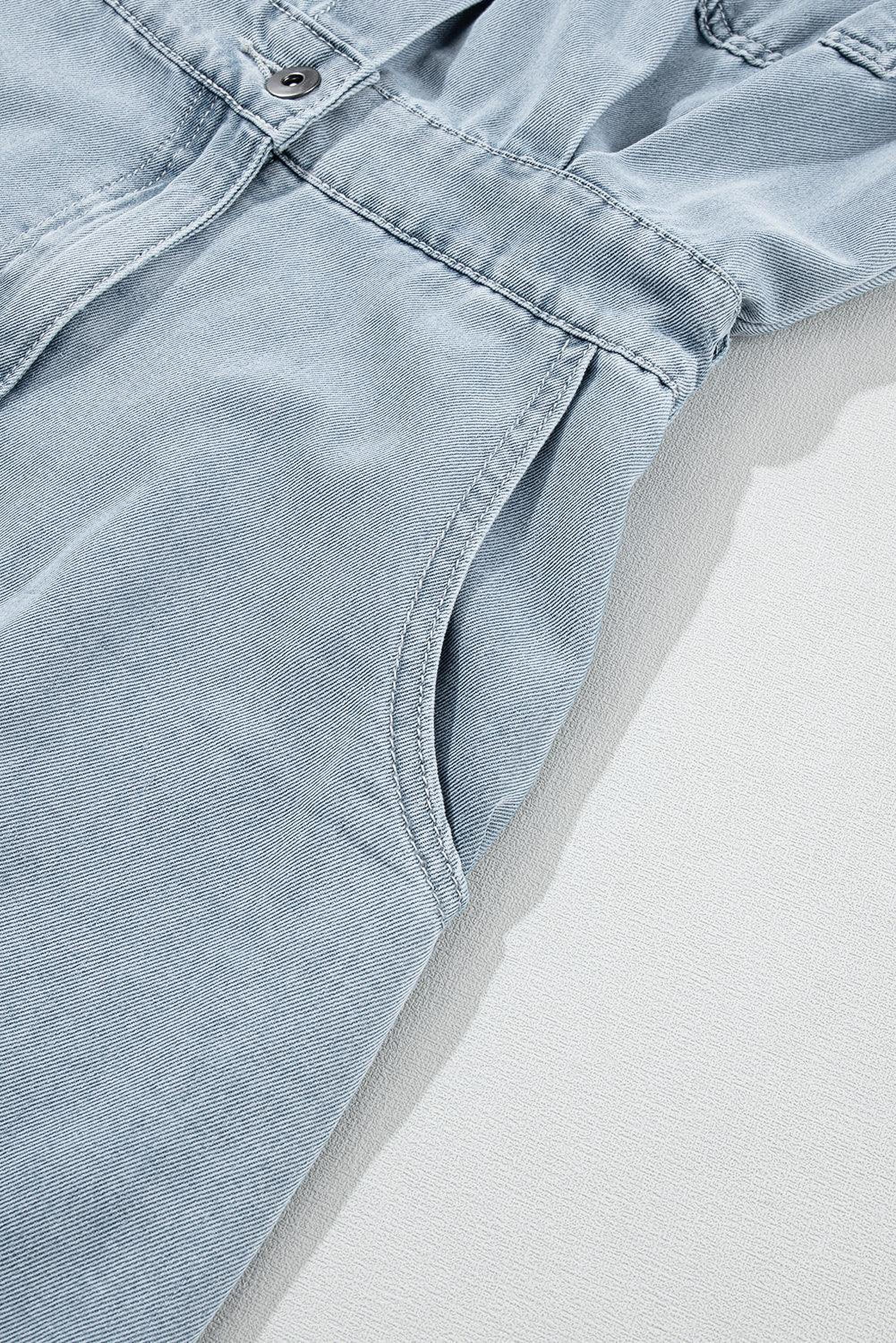 Robe en denim élégante avec manches courtes chauve-souris
