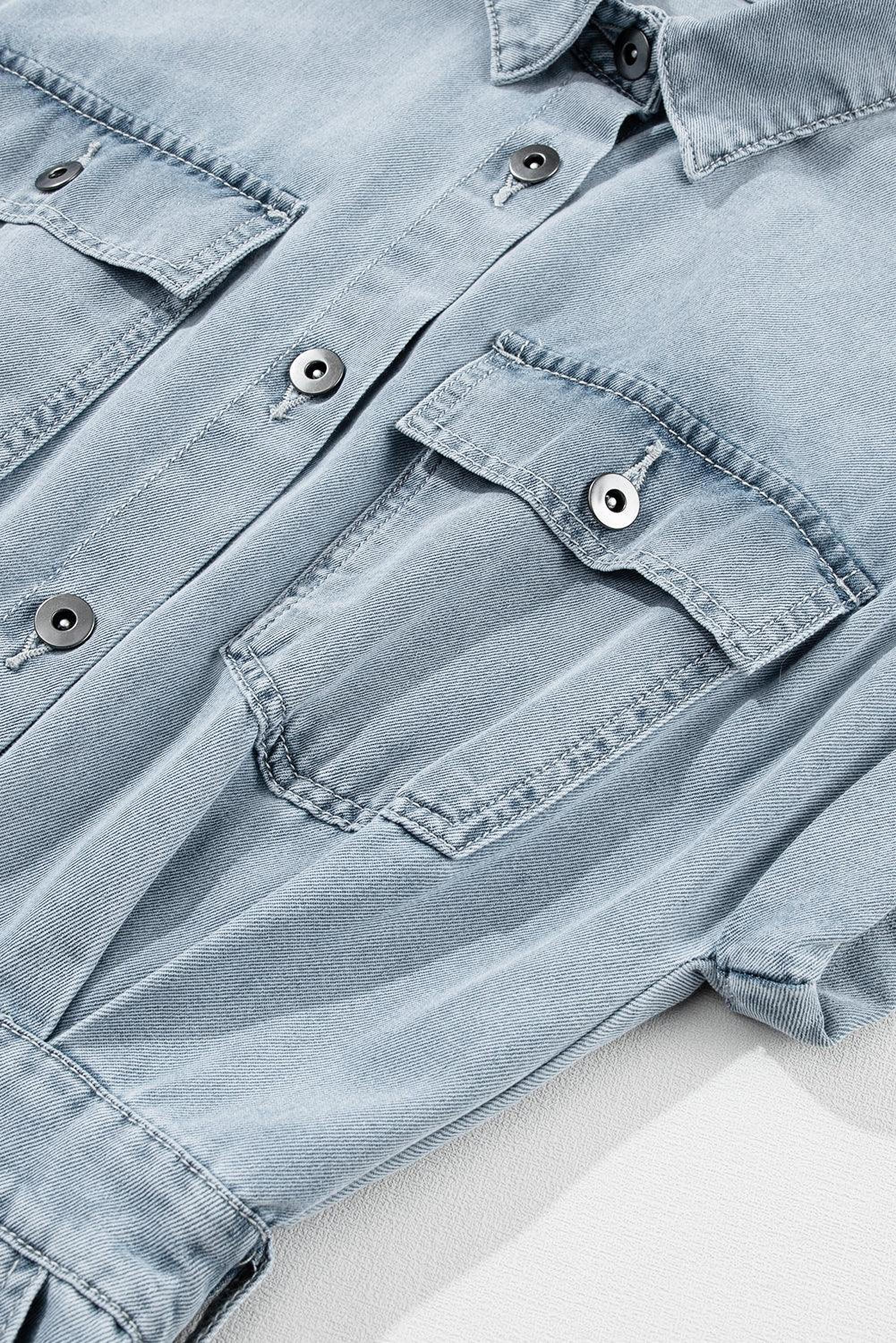 Robe en denim élégante avec manches courtes chauve-souris