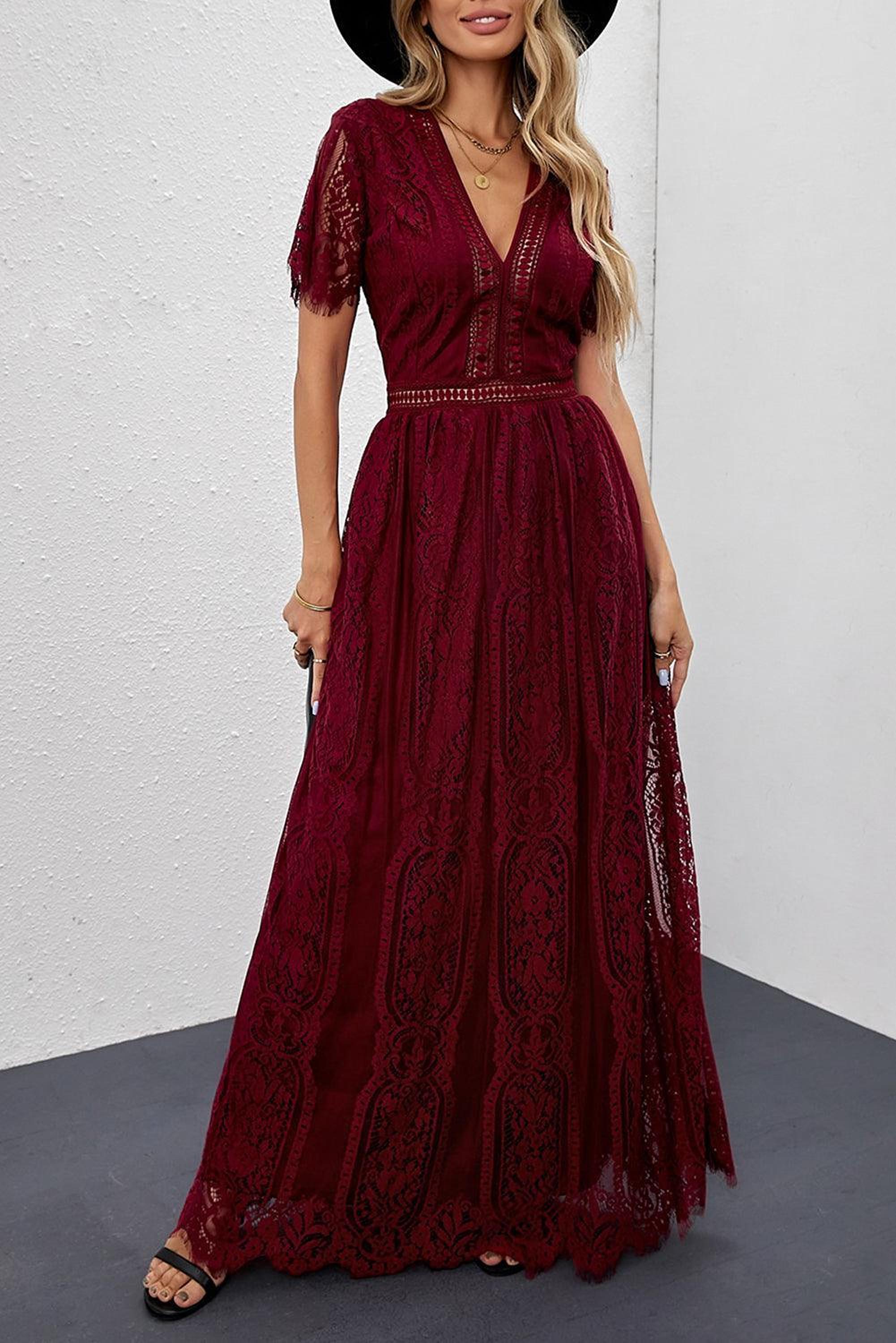 Robe Dentelle Envoûtante | Maxi-Robe en Dentelle Élégante pour Occasions