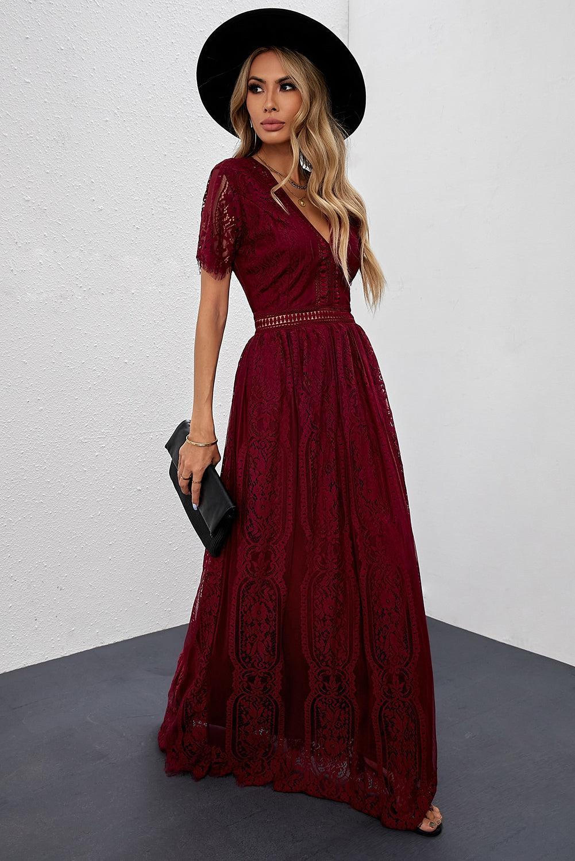 Robe Dentelle Envoûtante | Maxi-Robe en Dentelle Élégante pour Occasions