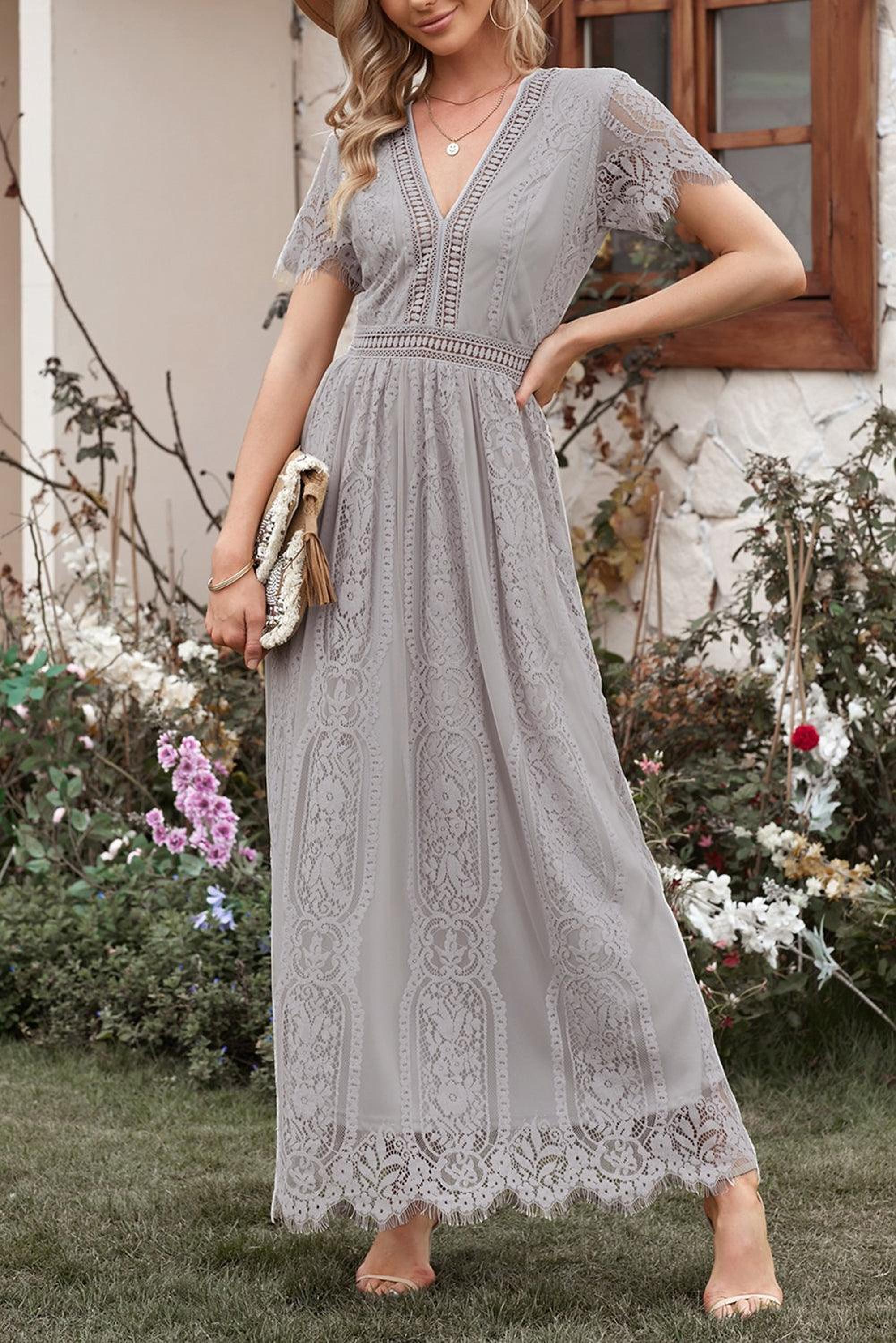 Robe Dentelle Envoûtante | Maxi-Robe en Dentelle Élégante pour Occasions