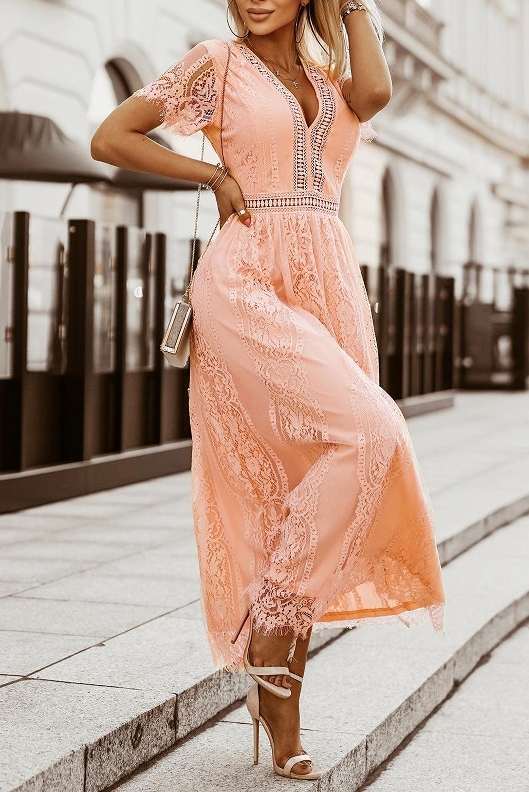 Robe Dentelle Envoûtante | Maxi-Robe en Dentelle Élégante pour Occasions