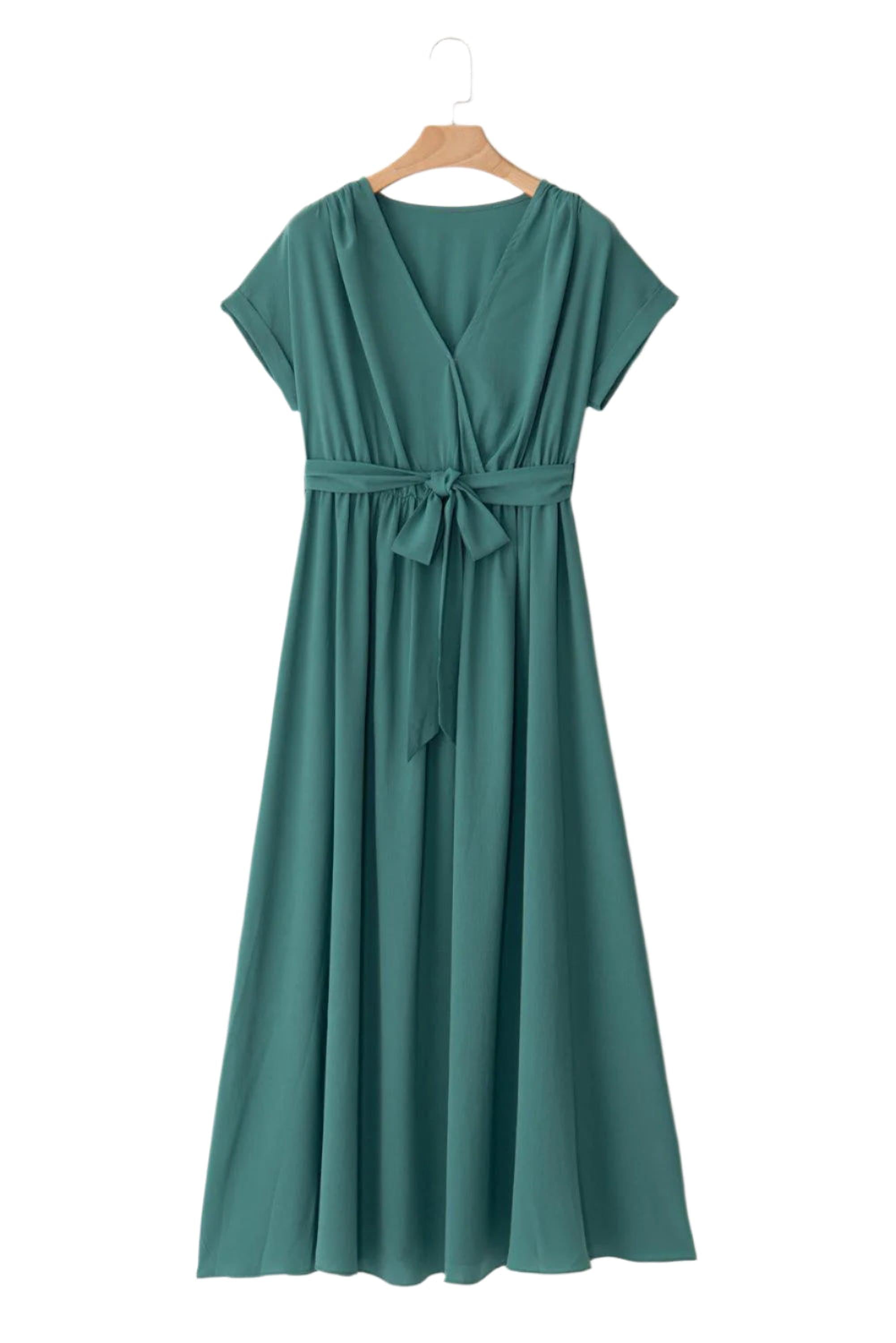 Robe Drapée Élégance | Robe Portefeuille en V avec Plis Sophistiqués