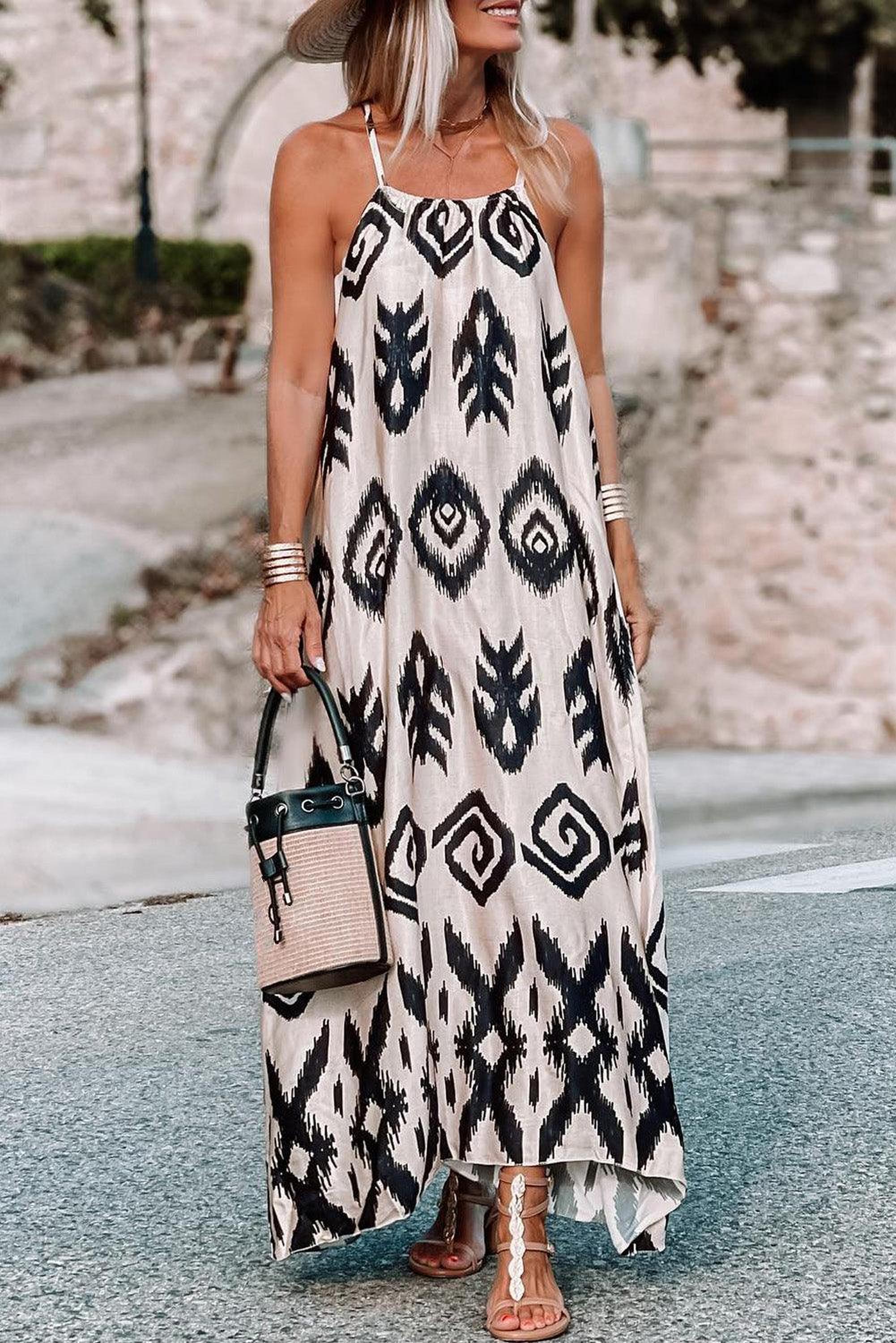 Robe d'été avec imprimé aztec élégante pour un style boho