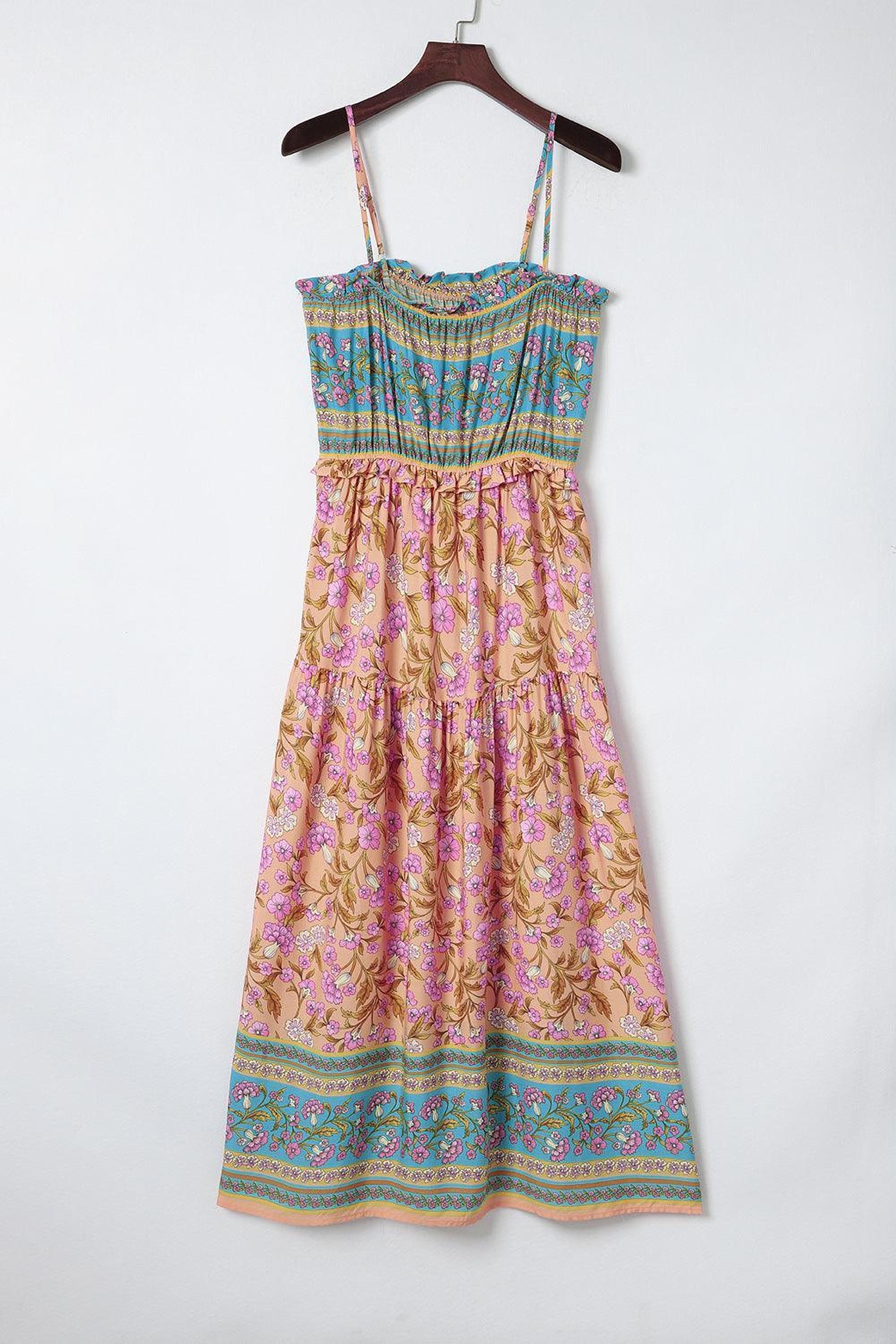 Maxi robe bohème avec bretelles spaghetti