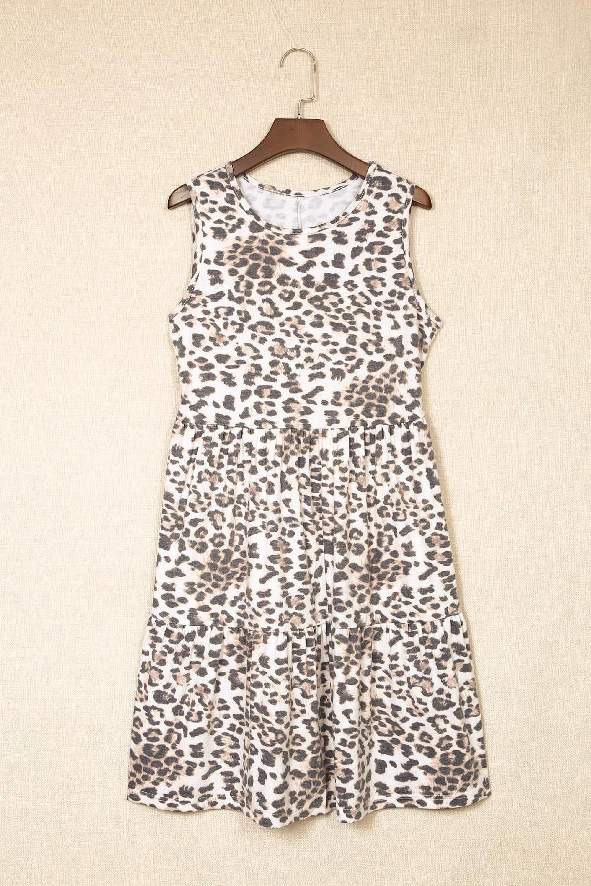 Mini robe sans manches avec imprimé léopard et coupe en couches