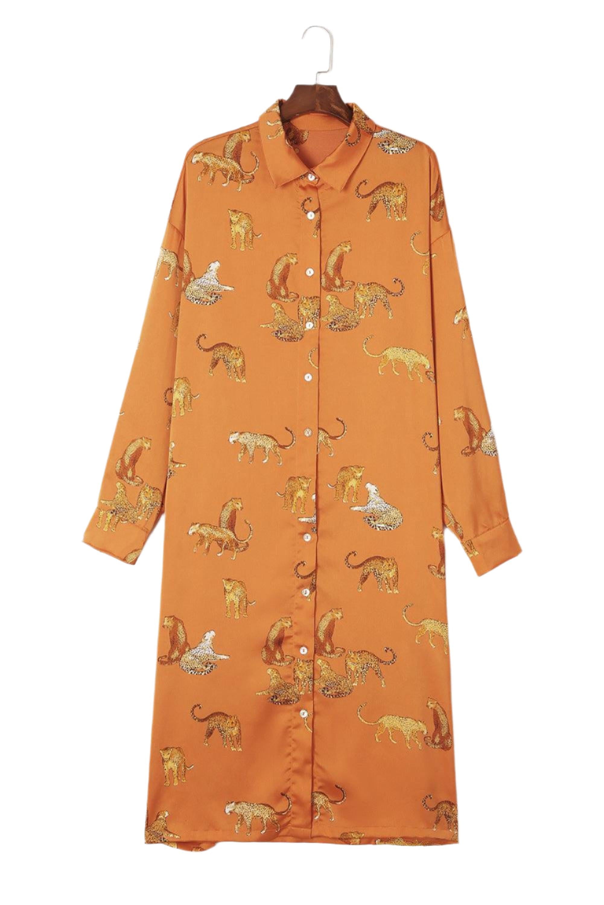 Robe-chemise à boutons avec imprimé léopard élégant