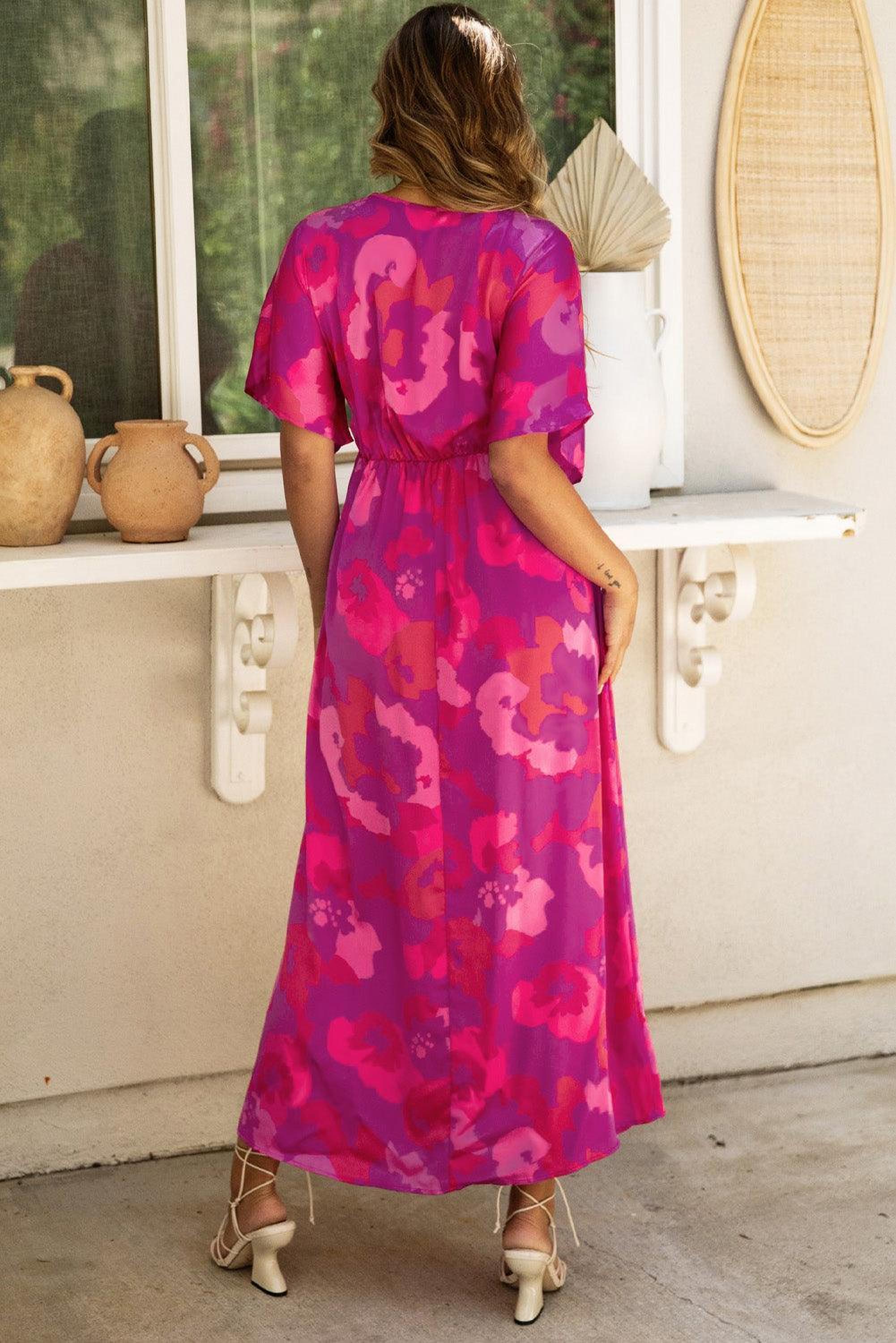 Maxi robe à imprimé floral avec décolleté en V