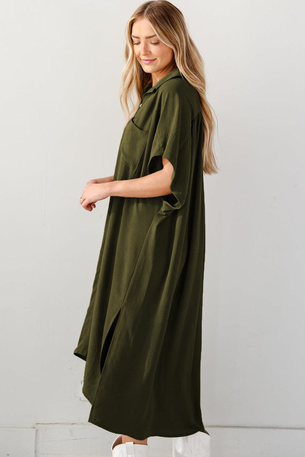 Robe chemisier trapèze à manches courtes, style décontracté et élégant