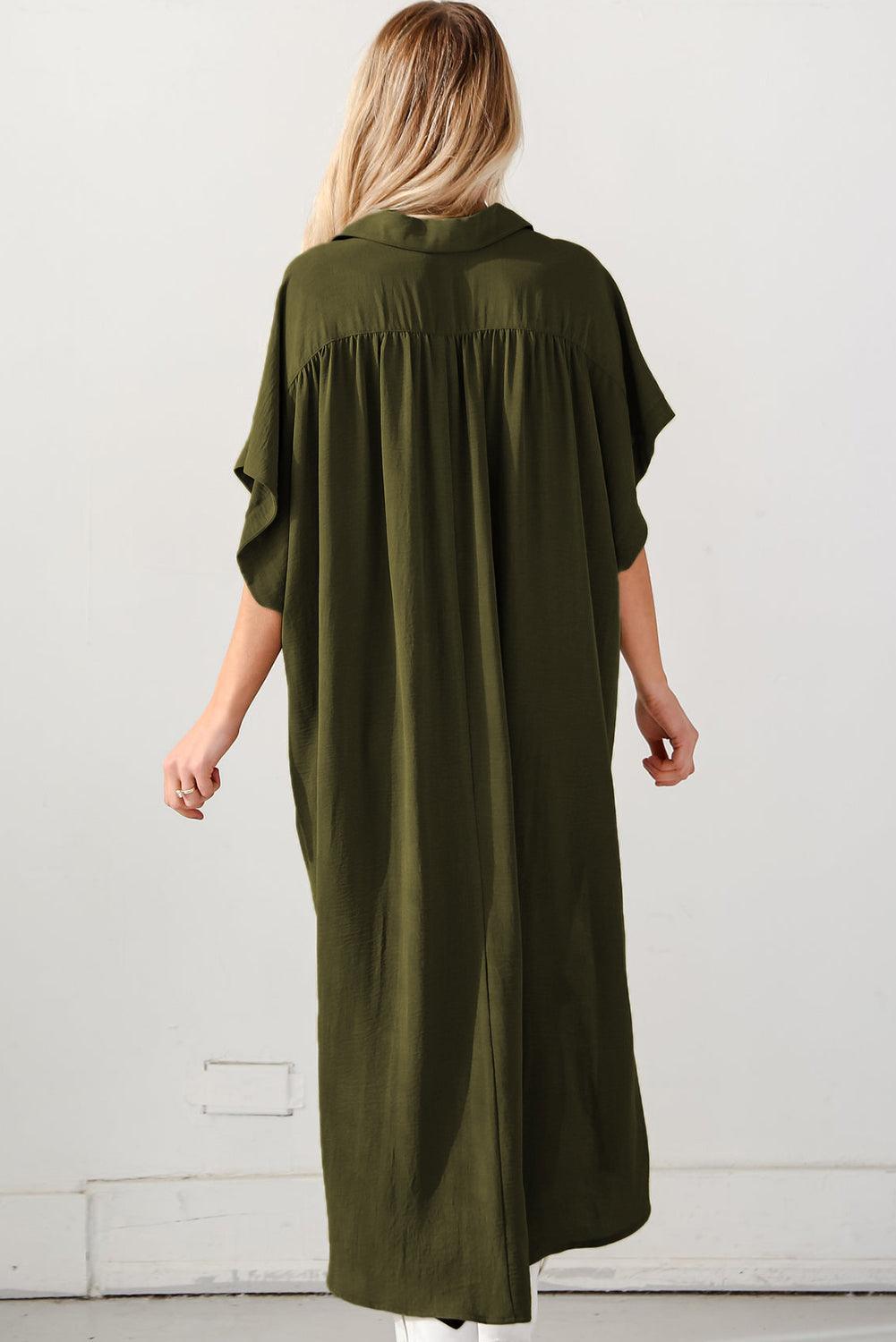 Robe chemisier trapèze à manches courtes, style décontracté et élégant