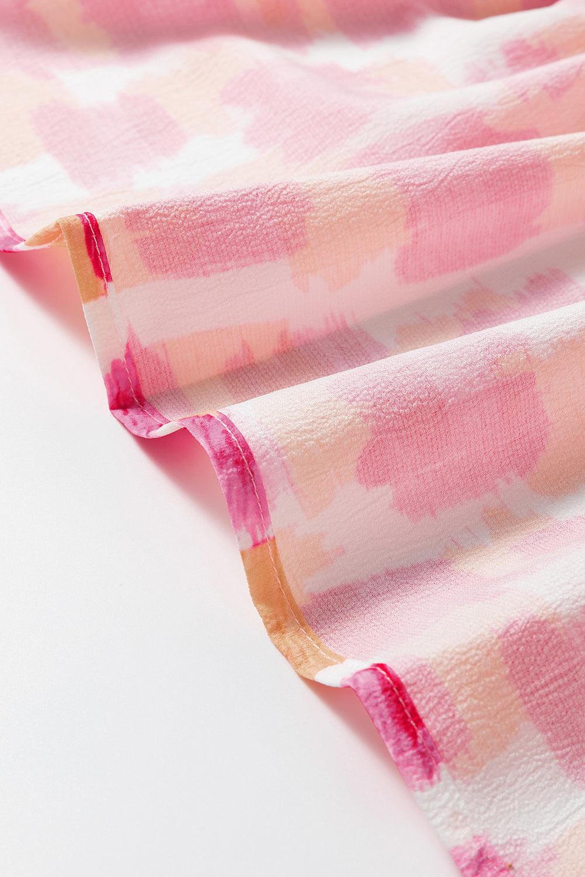 Mini-robe sans manches avec franges et imprimé abstrait