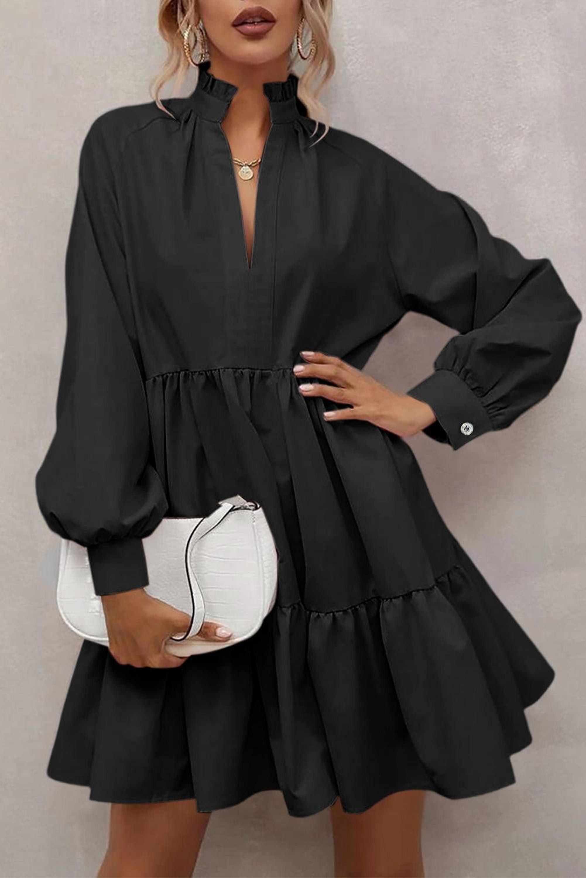 Robe élégante avec ruffles et col frivole