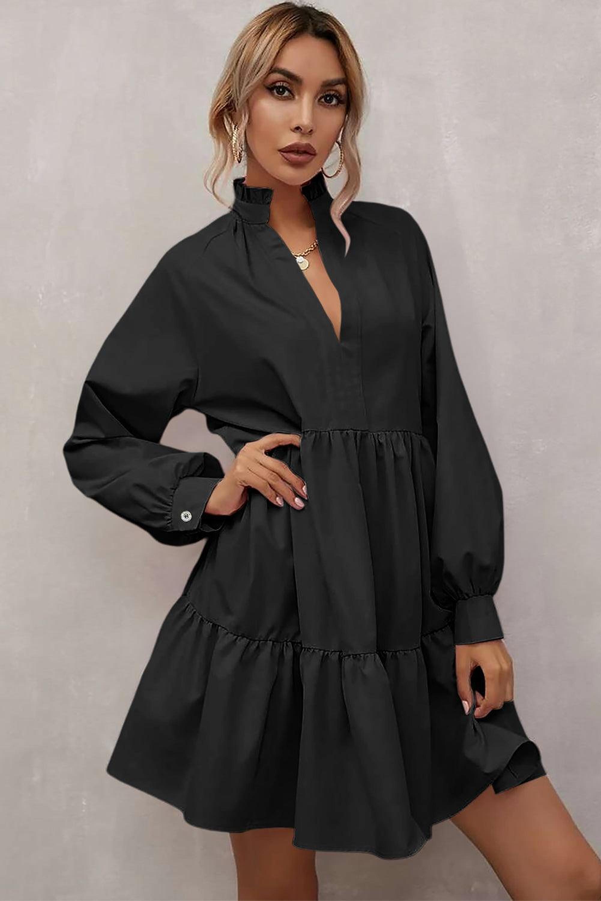Robe élégante avec ruffles et col frivole