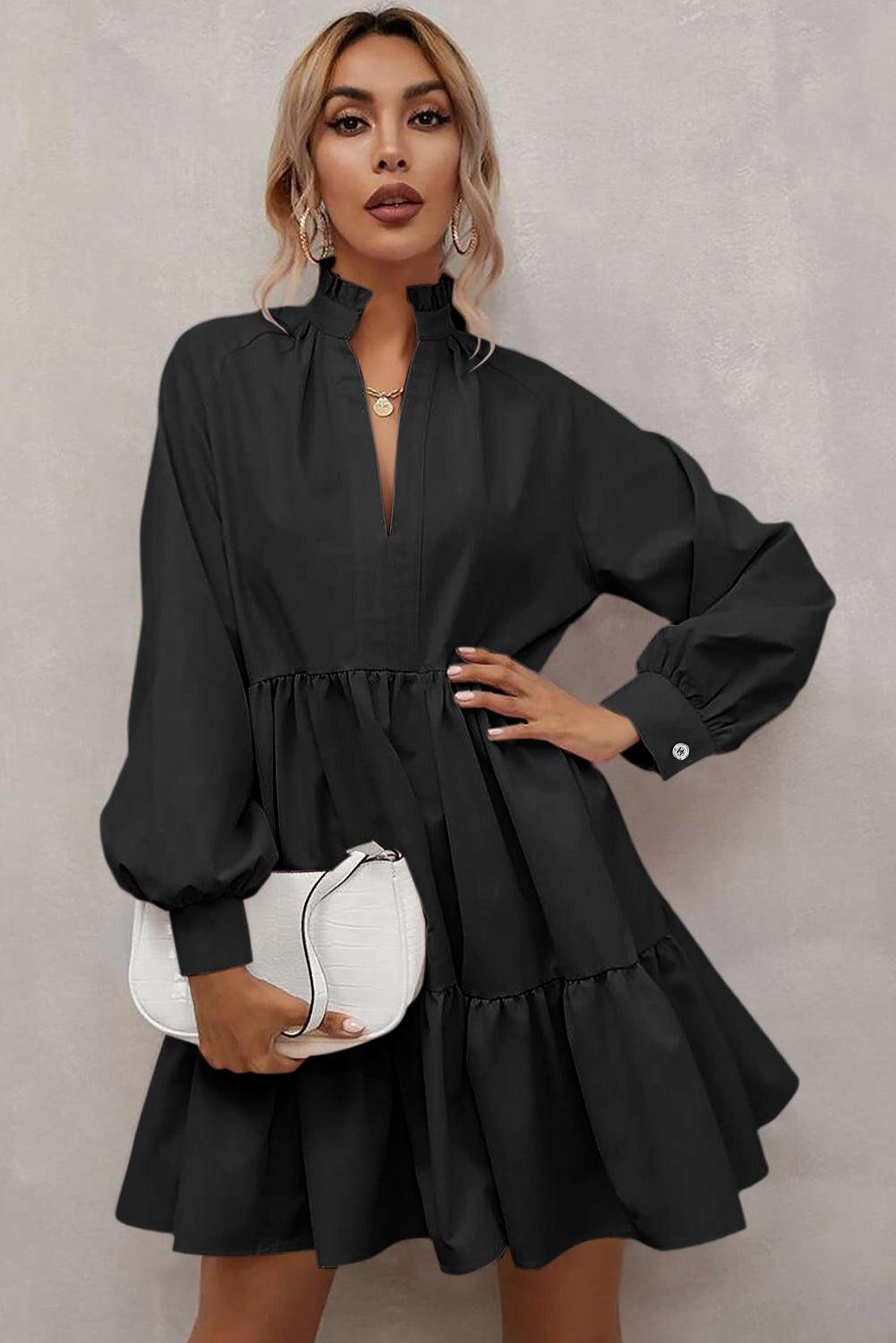 Robe élégante avec ruffles et col frivole
