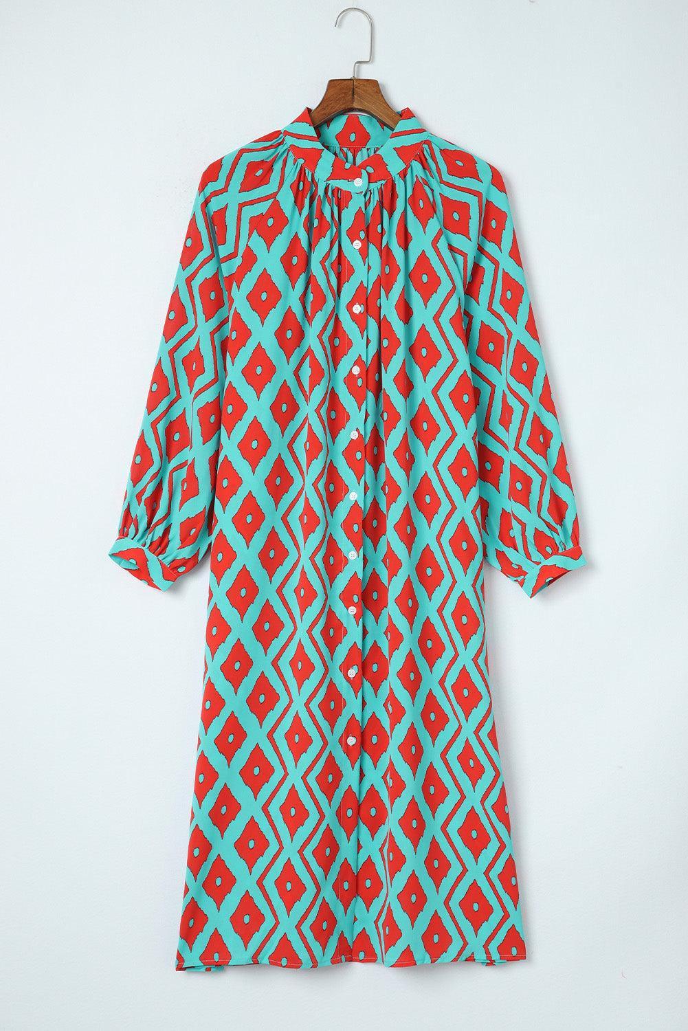 Robe chemisier à imprimé géométrique de style bohème moderne