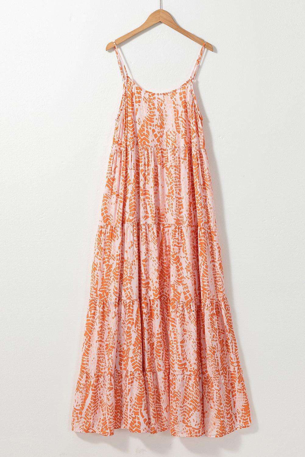 Robe maxi avec imprimé abstrait et bretelles spaghetti