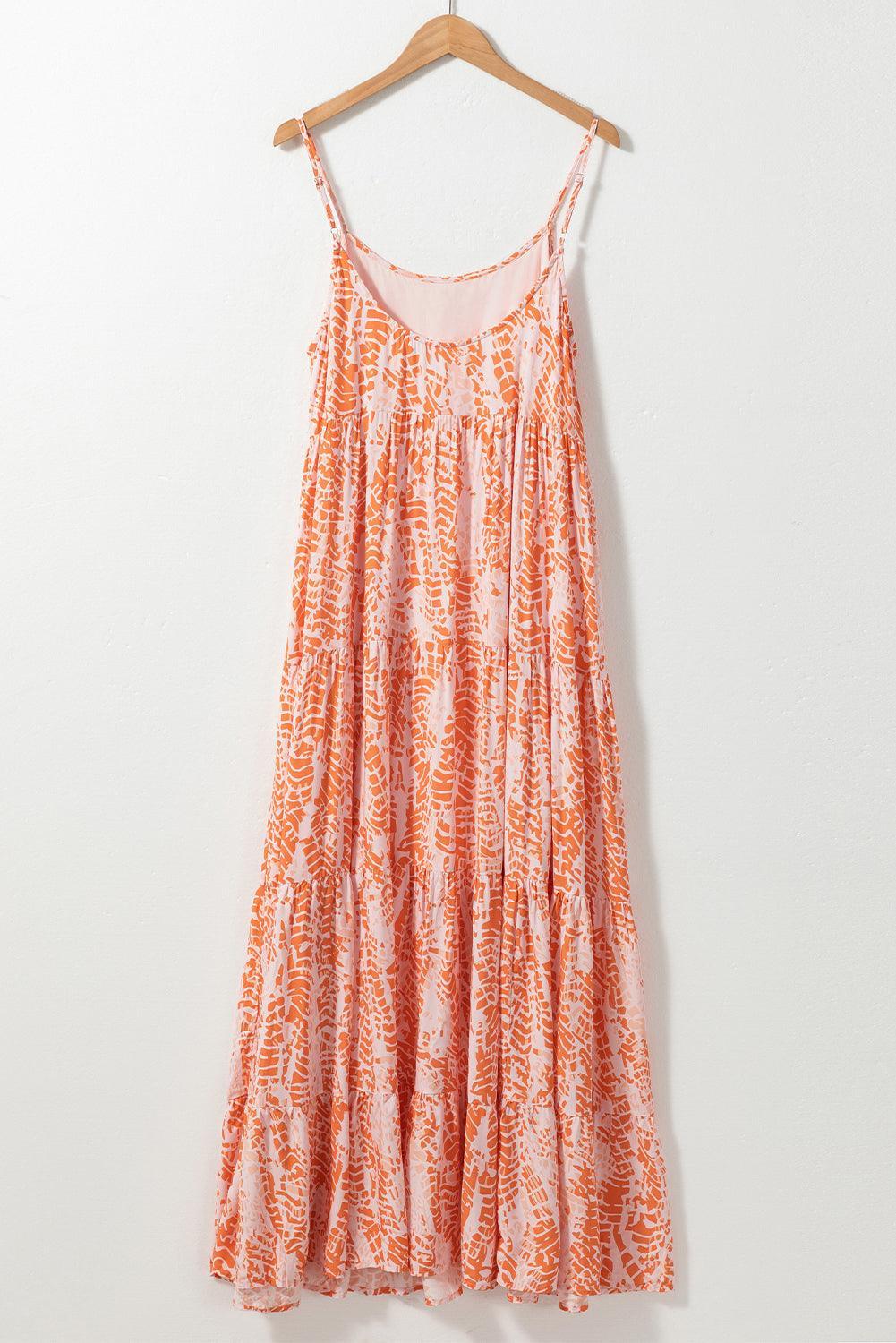 Robe maxi avec imprimé abstrait et bretelles spaghetti