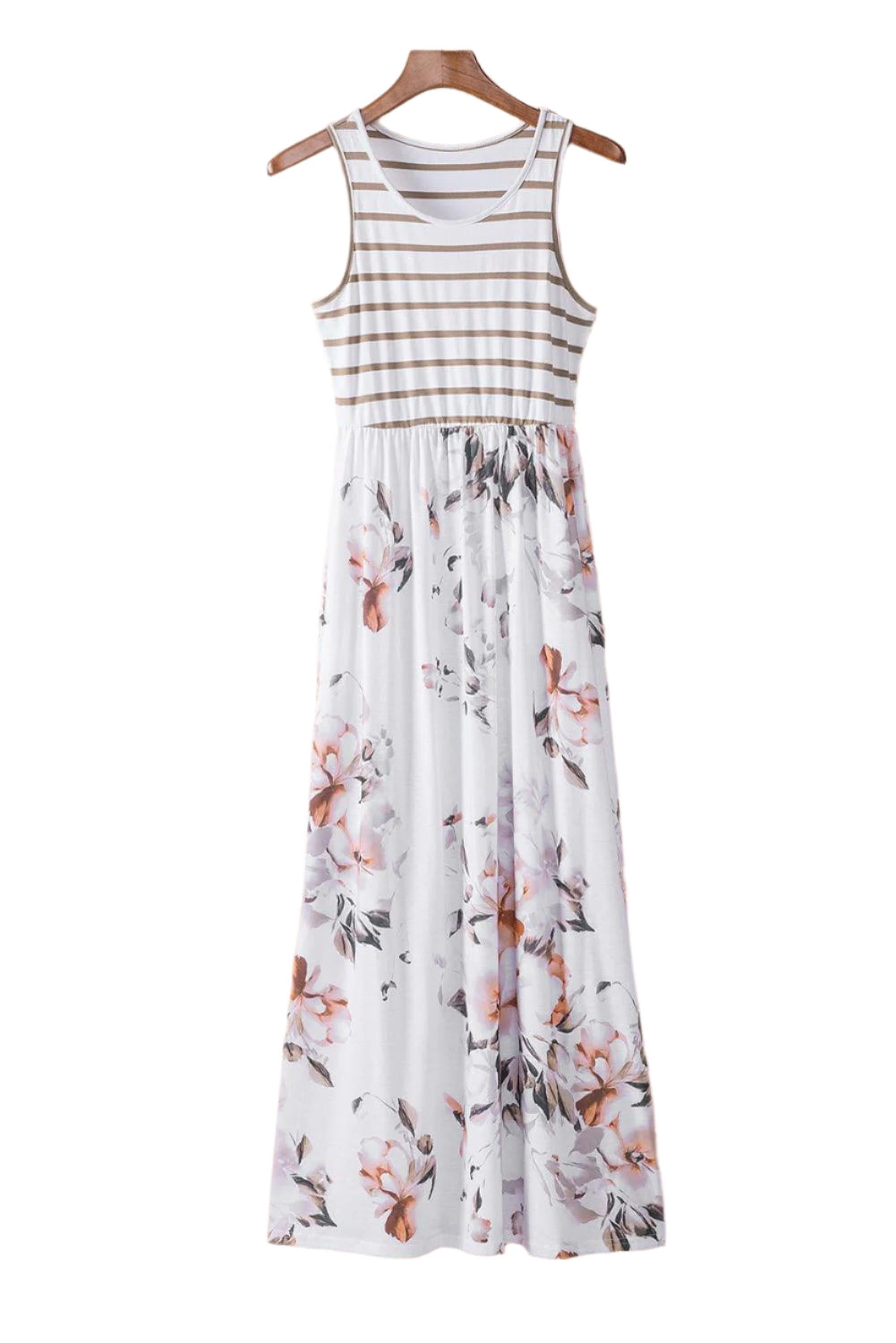 Robe maxi à rayures florales avec poches