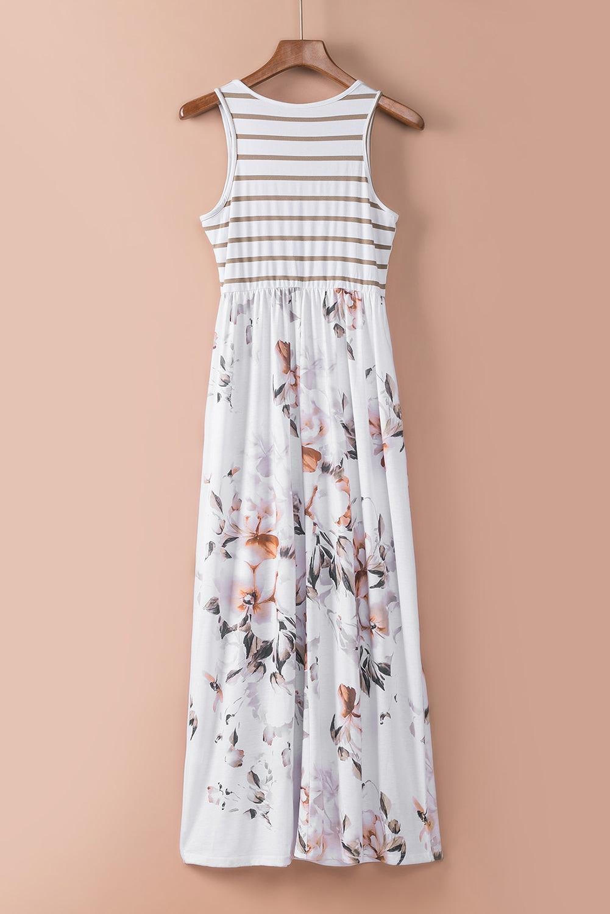 Robe maxi à rayures florales avec poches