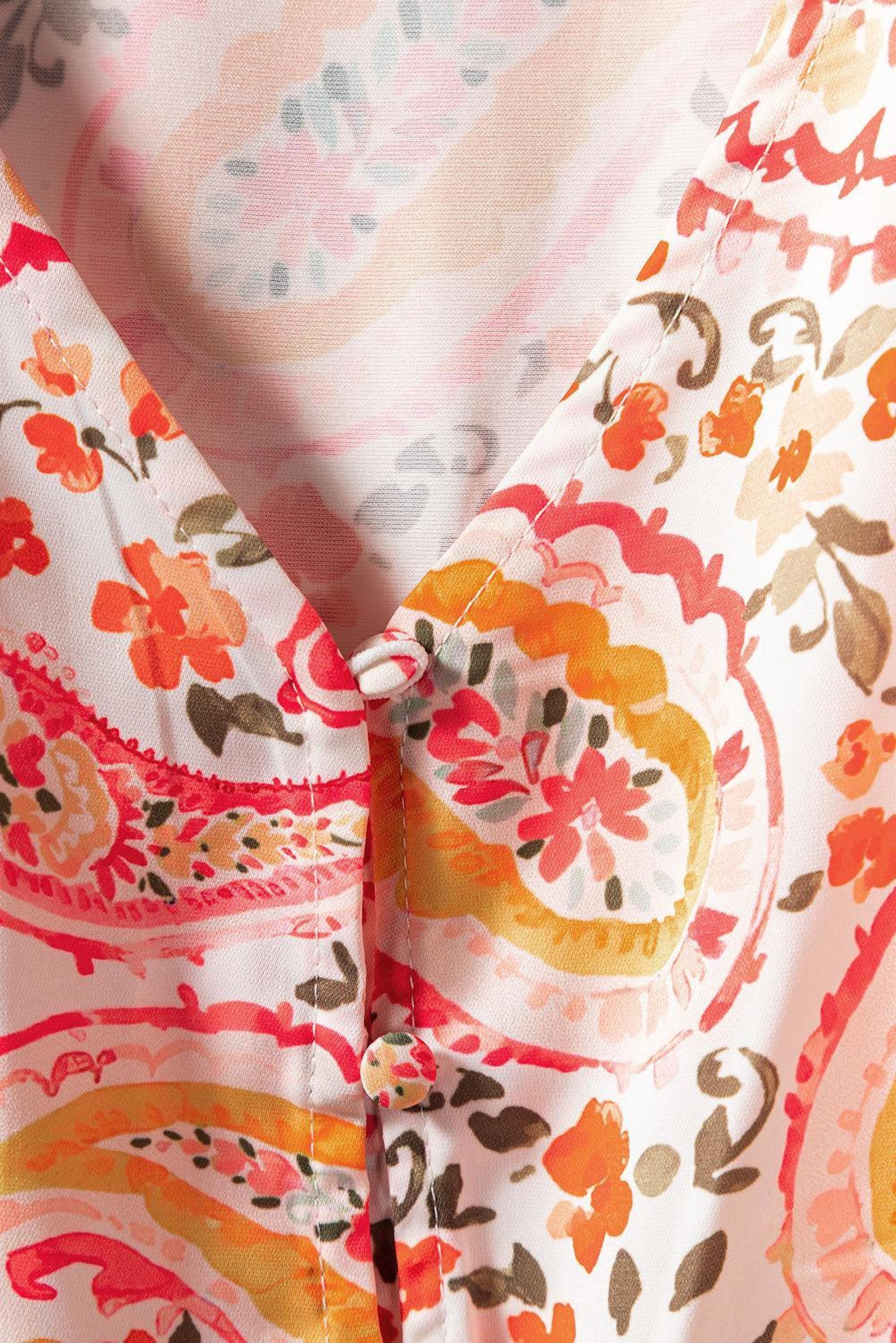 Robe longue bohème à motif paisley avec volants élégants