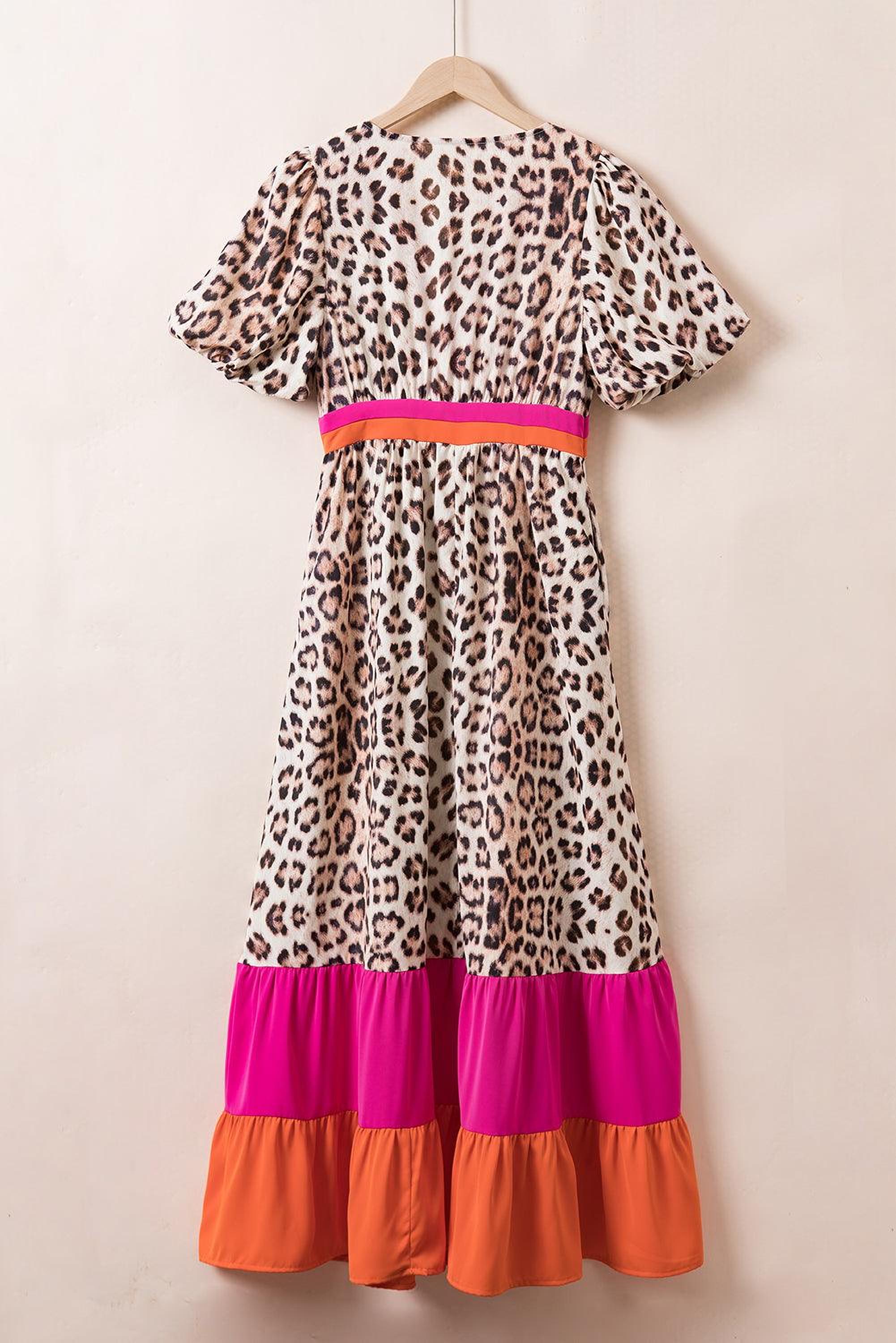 Maxi robe à imprimé léopard avec manches bouffantes