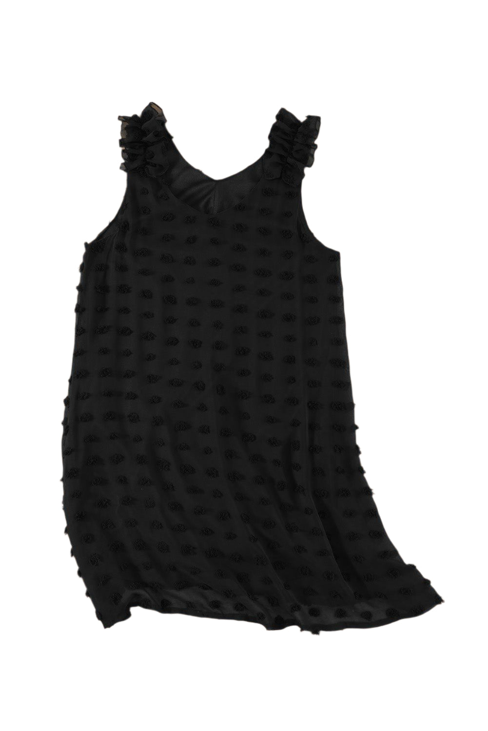 Robe à pois élégante avec col en V et volants