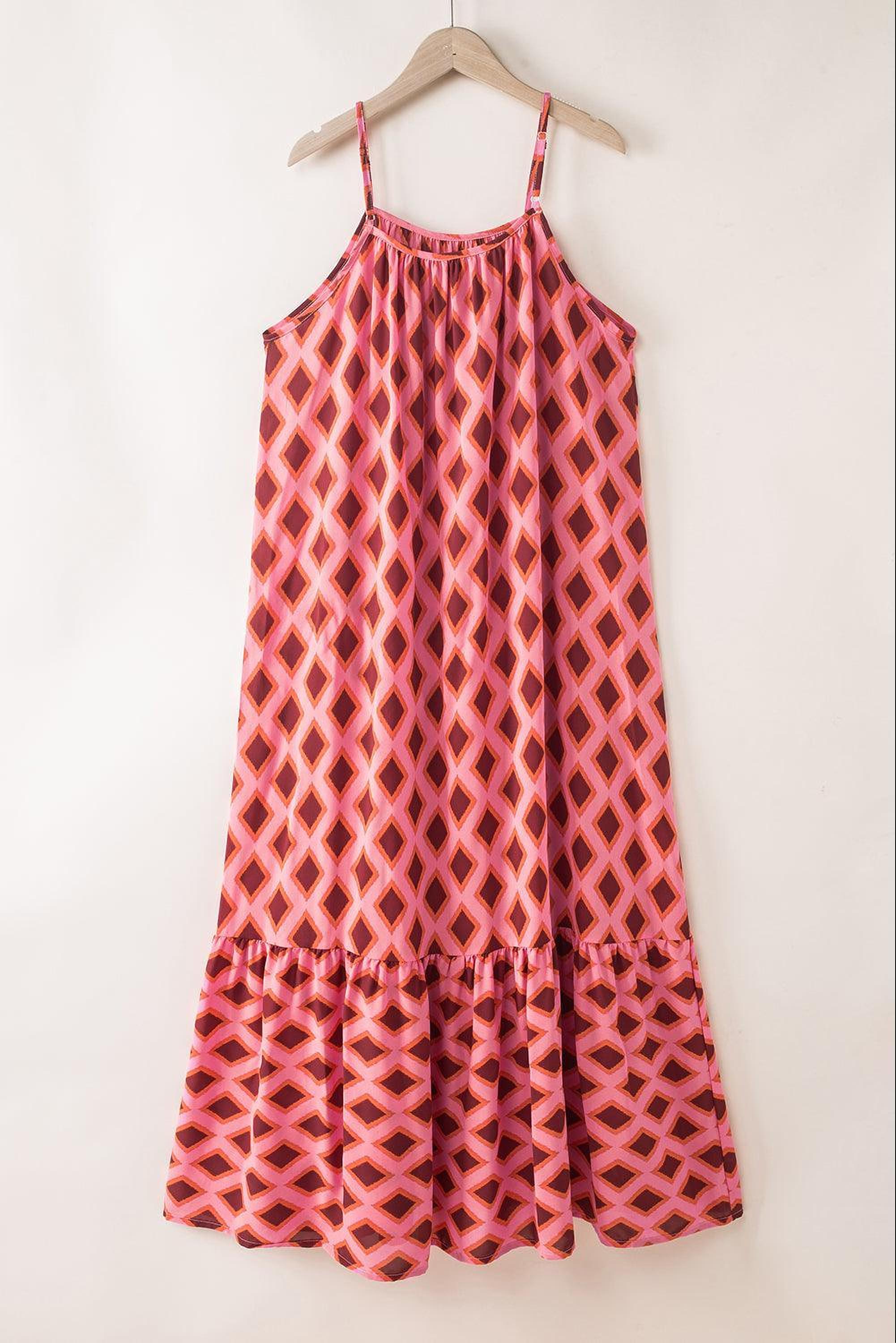 Maxi robe sans manches avec imprimé géométrique élégant