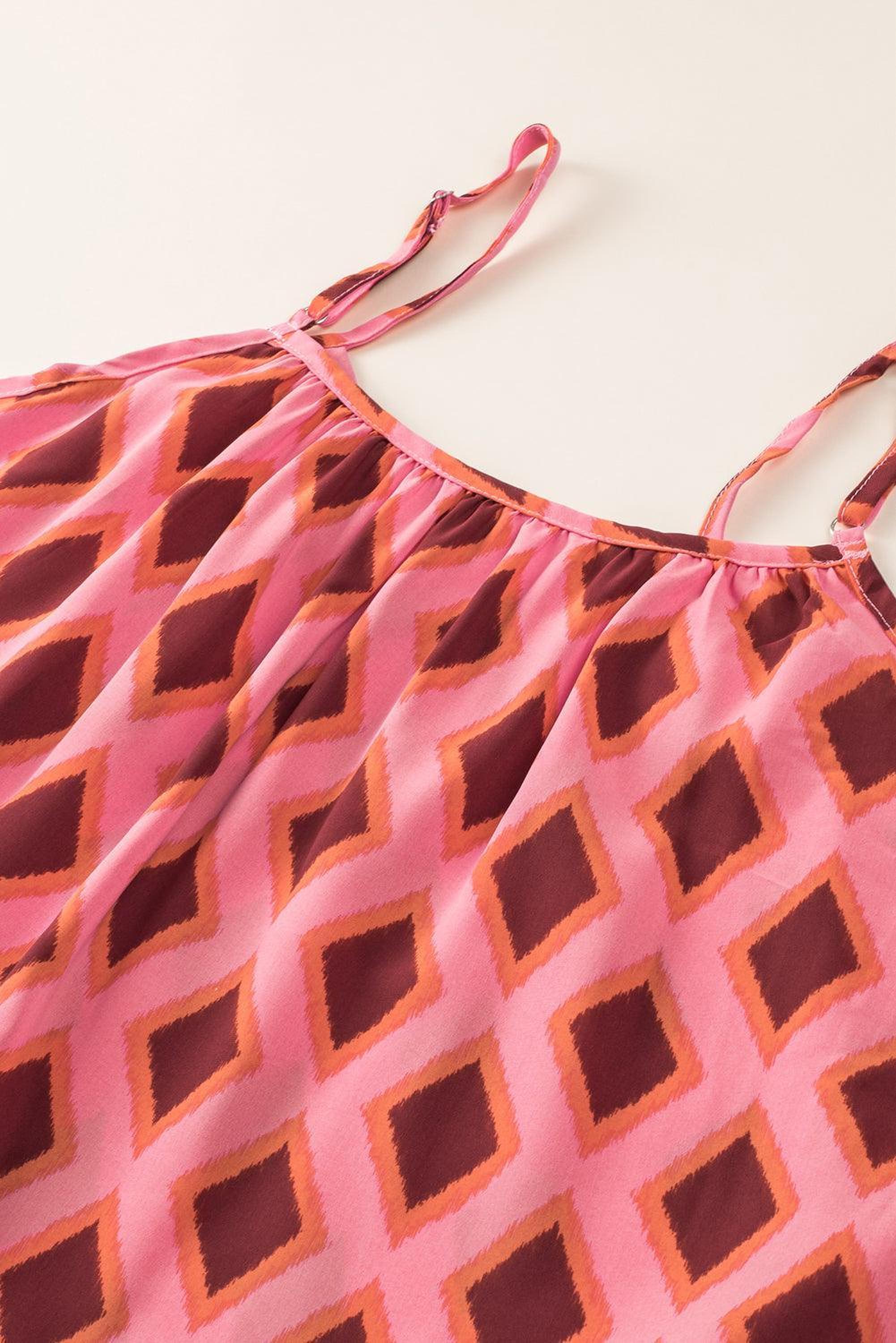 Maxi robe sans manches avec imprimé géométrique élégant